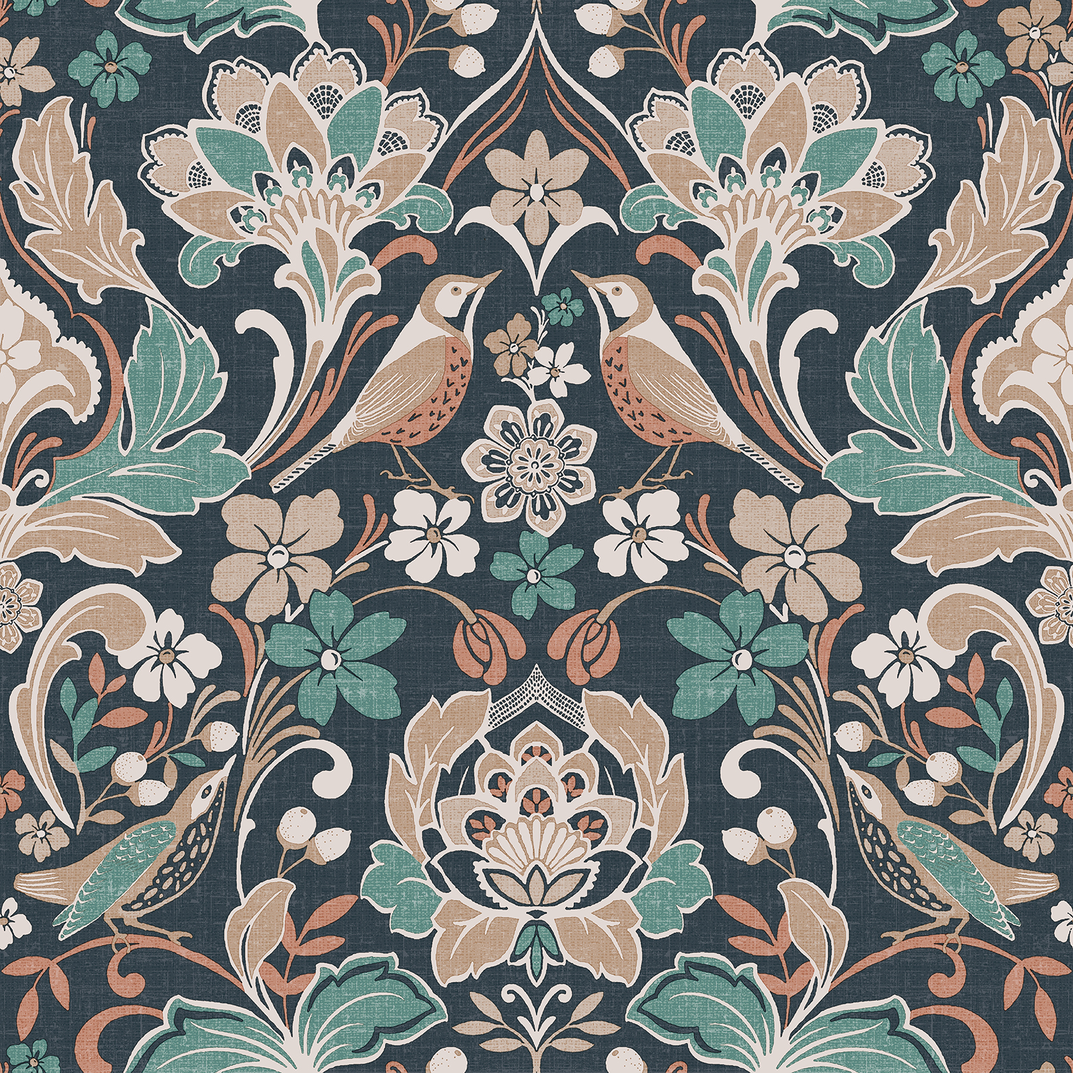 Arthouse Folk Floral Navy Wallpaper
