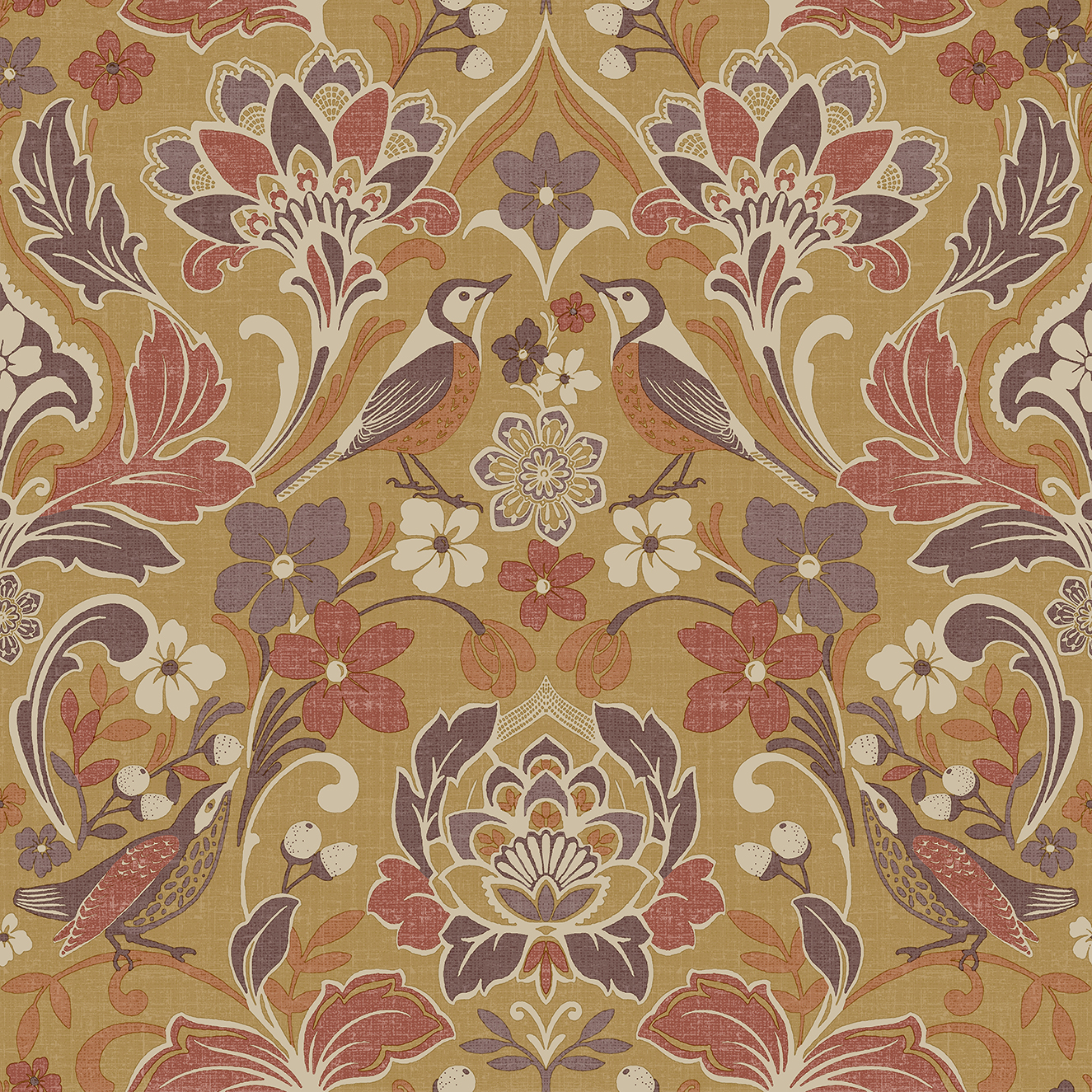 Arthouse Folk Floral Ochre Wallpaper
