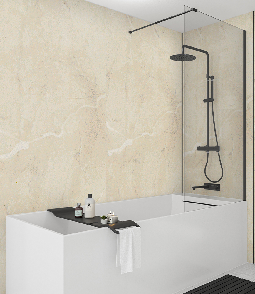 Wetwall Elite Sorrento Marble Gloss Tongue & Groove Single Shower Panel - 2420 x 600 x 10mm