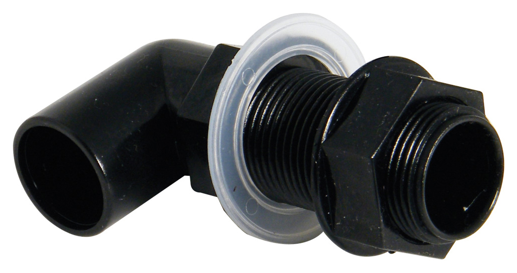 FloPlast OS15B Black Overflow System Bent Tank Connector - 21.5mm