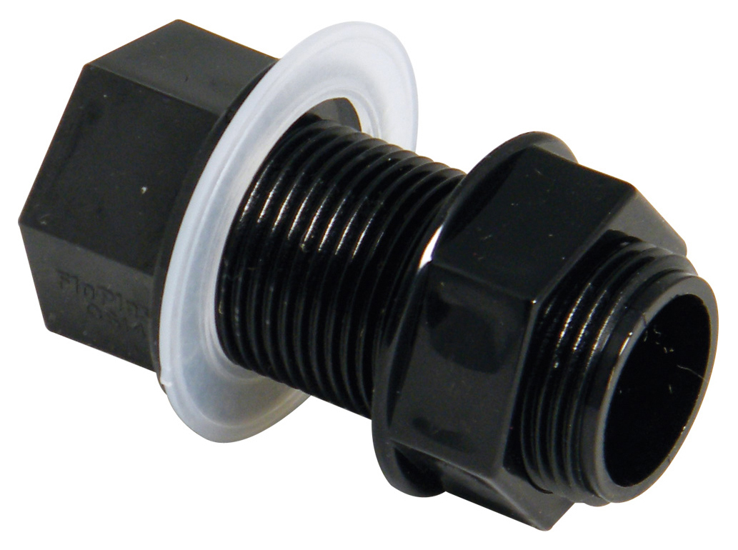 FloPlast OS14B Black Overflow System Straight Tank Connector - 21.5mm