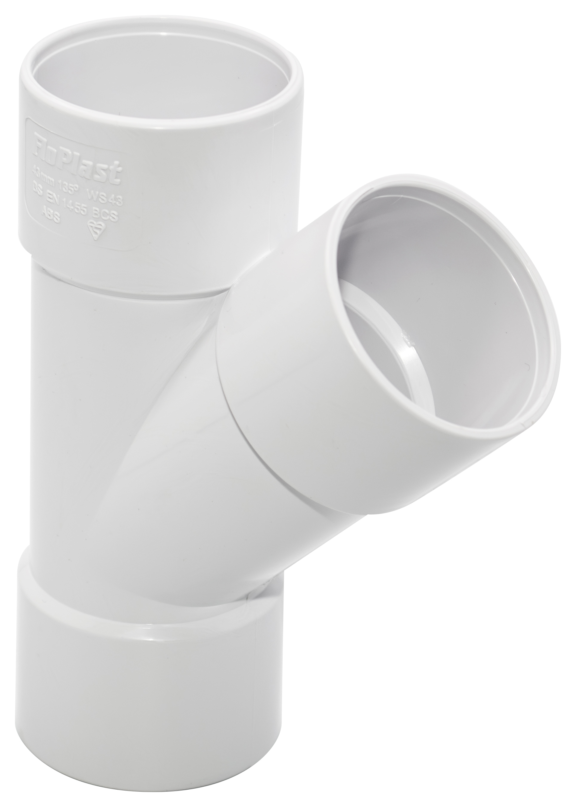 FloPlast WS43W White Solvent Weld 135 Branch Tee - 40mm