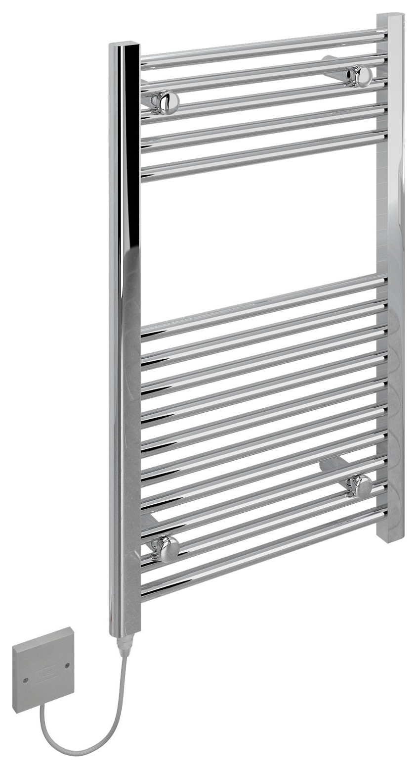 Kudox Chrome Electric Single Panel Vertical Towel Radiator - 800 x 500mm