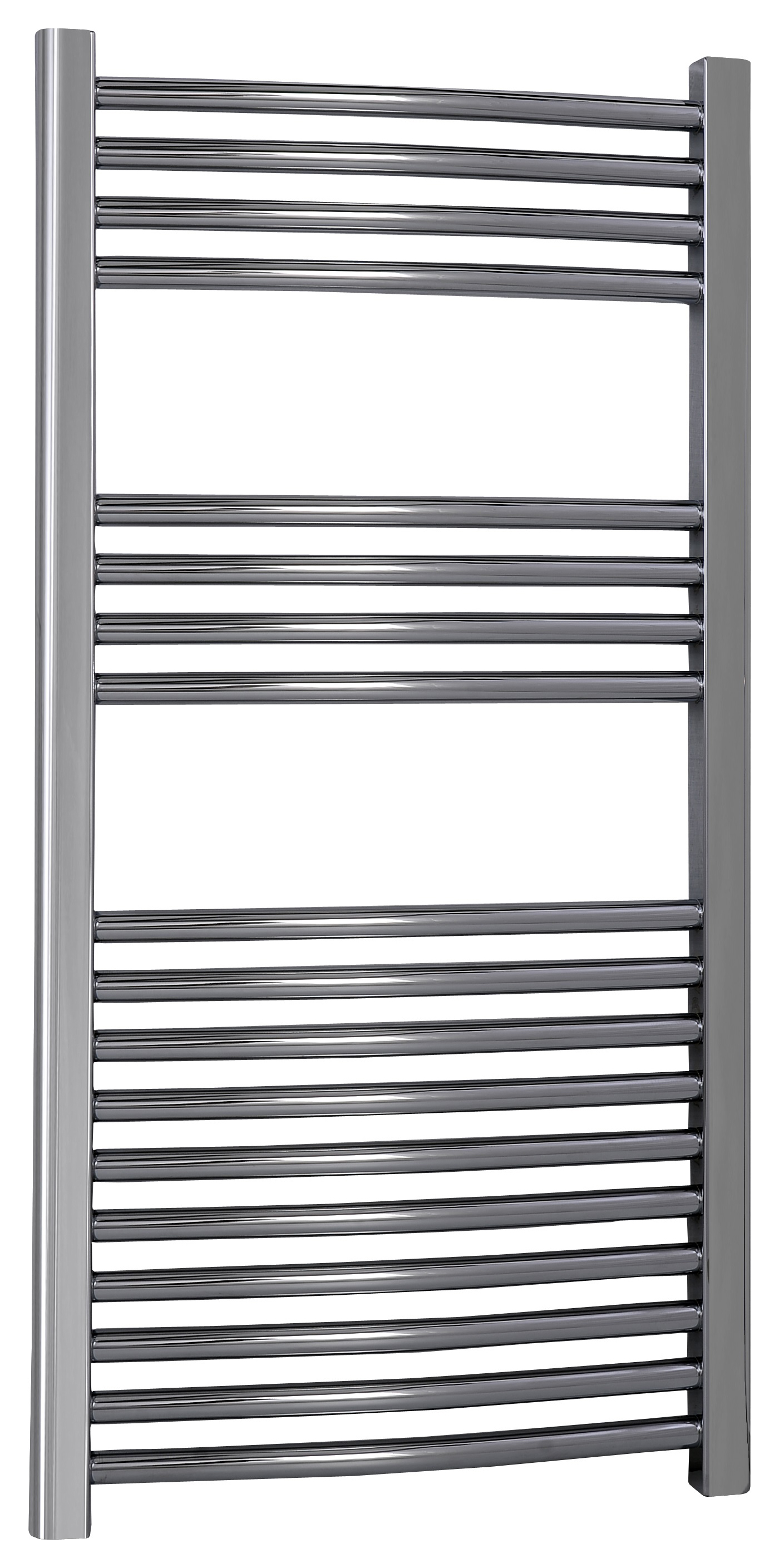 Kudox Chrome Curved Single Panel Vertical Towel Radiator - 1000 x 500mm