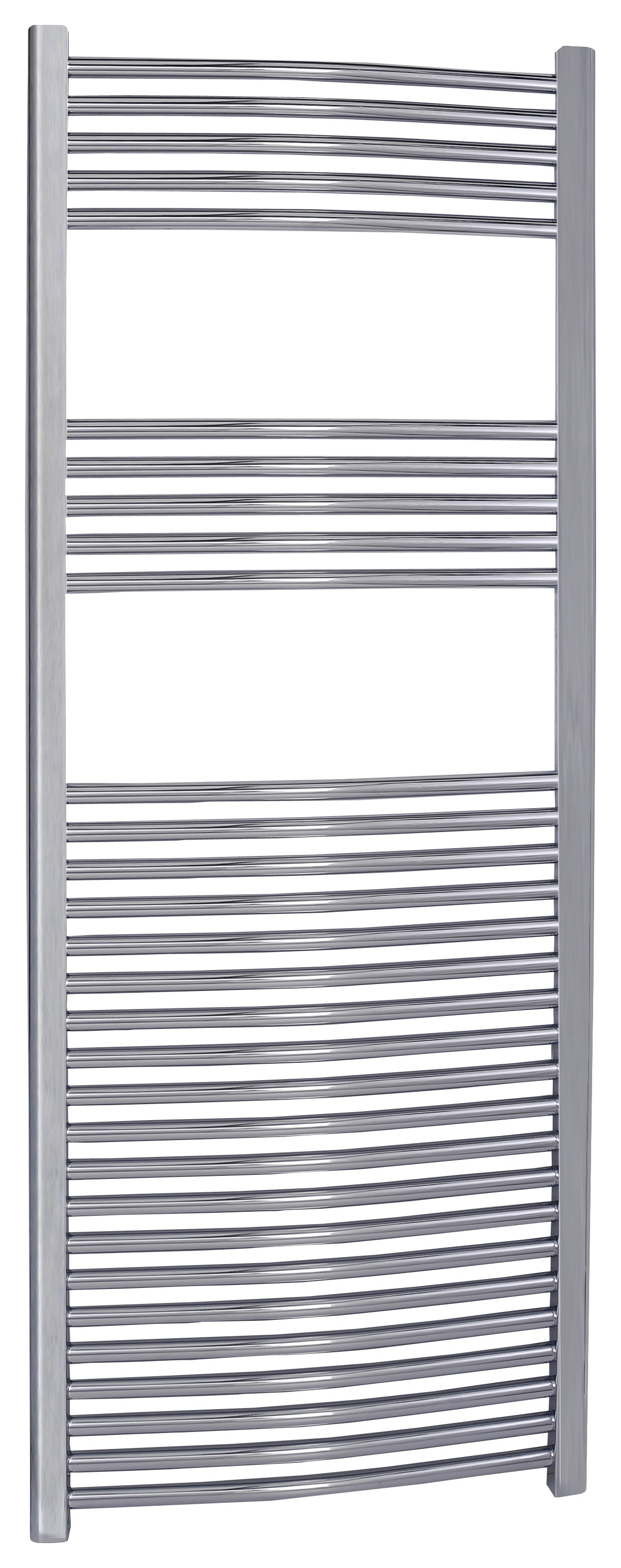 Kudox Chrome Curved Single Panel Vertical Towel Radiator - 1600 x 600mm