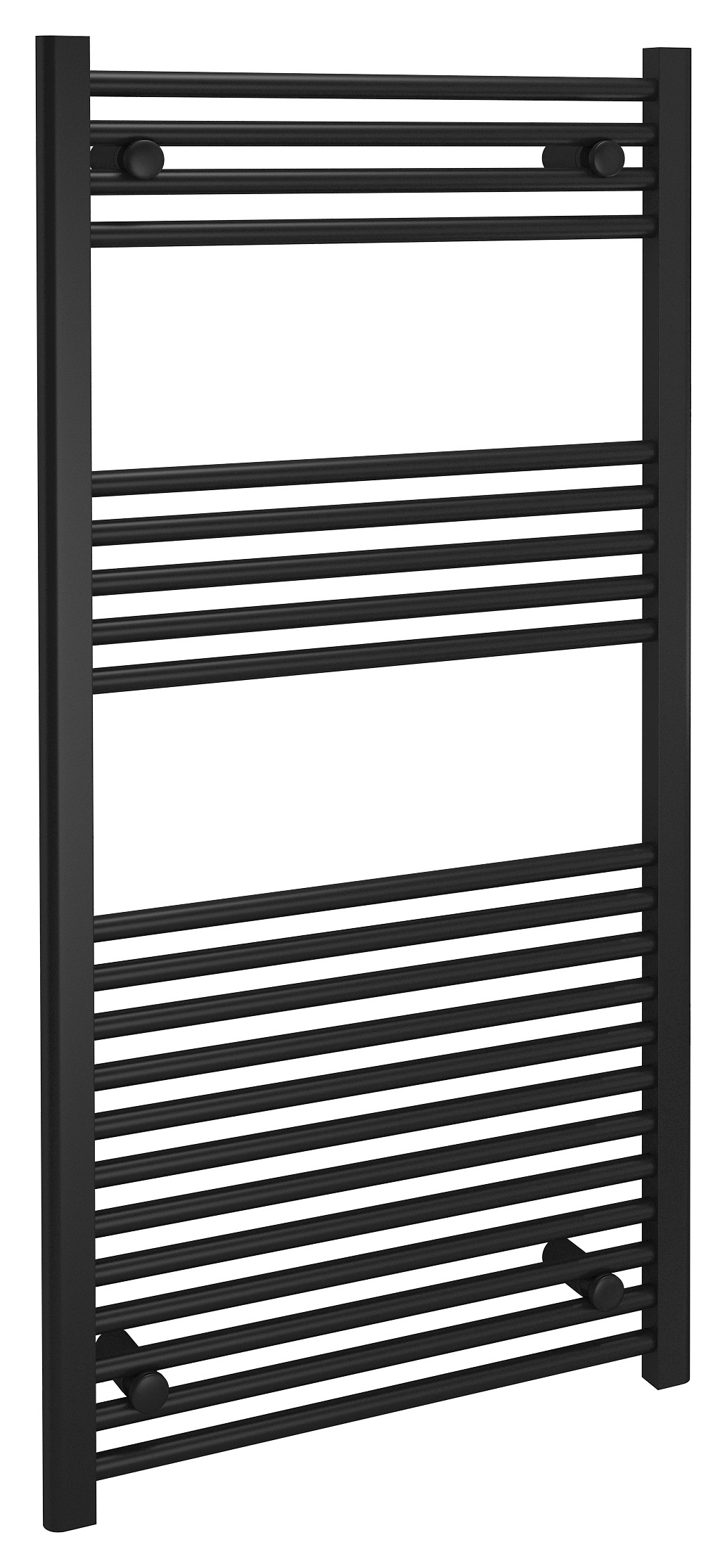 Kudox Black Straight Single Panel Vertical Towel Radiator - 1200 x 600mm
