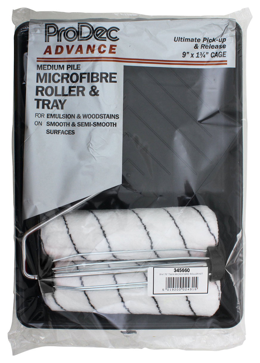 ProDec Twin Microfibre Paint Roller & Tray Set - 9 x 1.75in