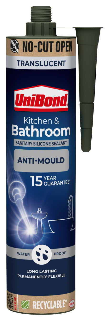 Unibond Kitchen & Bathroom Anti-Mould Sealant Cartridge Translucent - 280ml