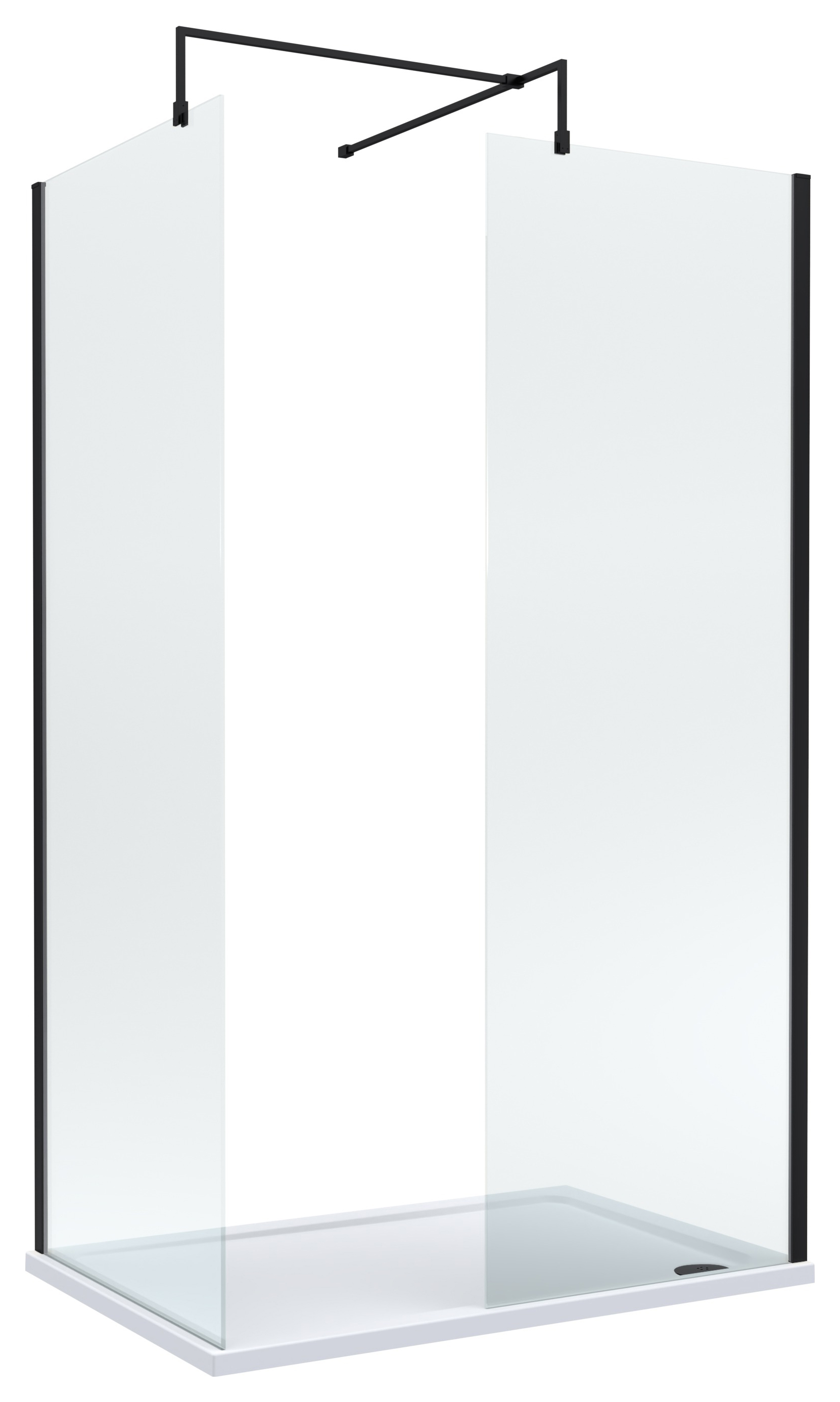 Nuie Matt Black Wet Room Screen, Shower Tray & Waste