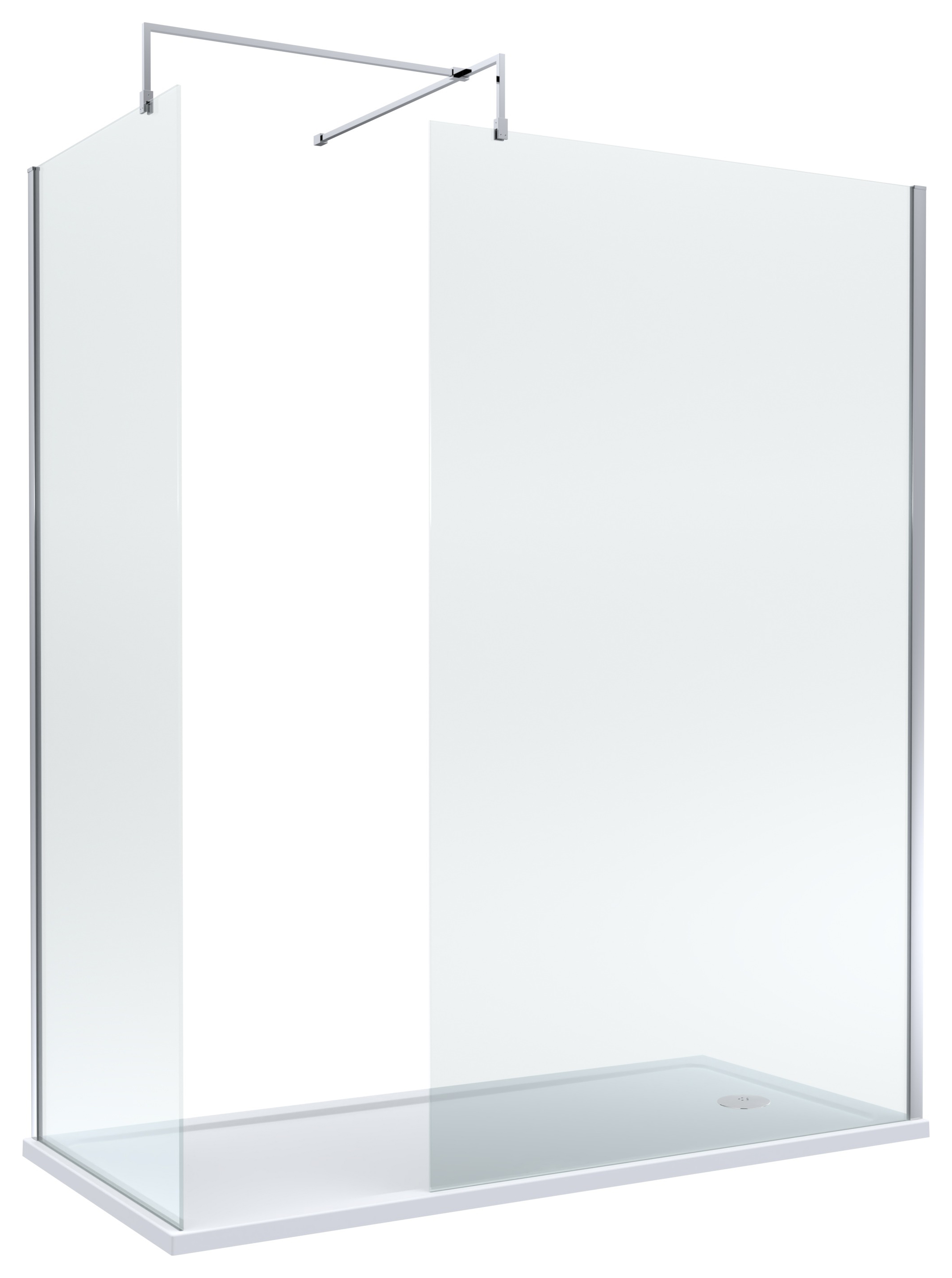 Nuie Chrome Wet Room Screen, Bath Replacement Tray & Waste - 1700 x 700mm