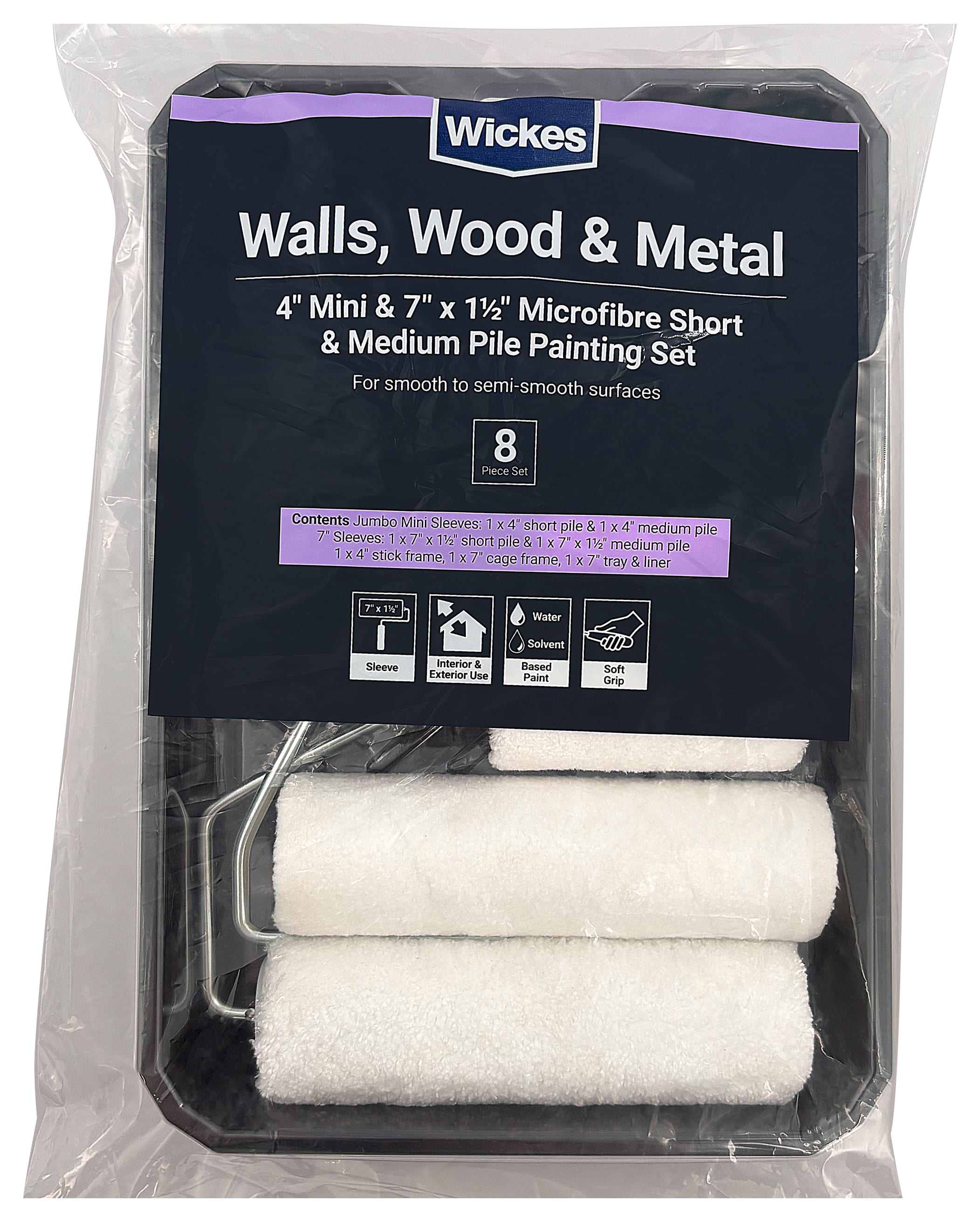 Wickes 7in Tray & Liner Kit with 4in Jumbo Roller Sleeves - 8 Pieces
