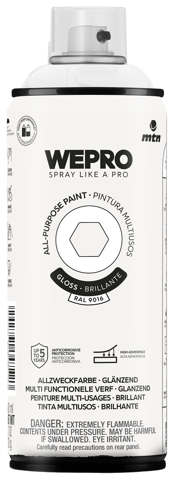 MTN WEPRO All-Purpose Gloss Igloo White Spray Paint - 400ml RAL9016
