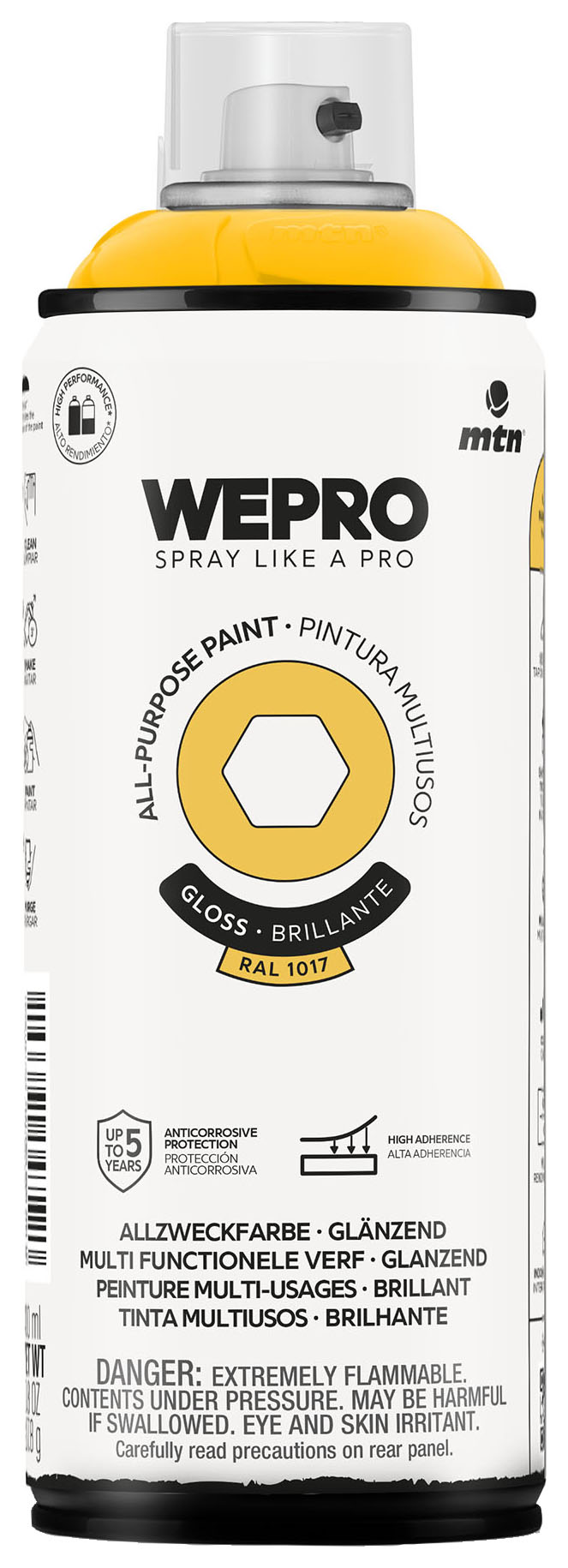 MTN WEPRO All-Purpose Gloss Spray Paint Samba Yellow - 400ml RAL1021