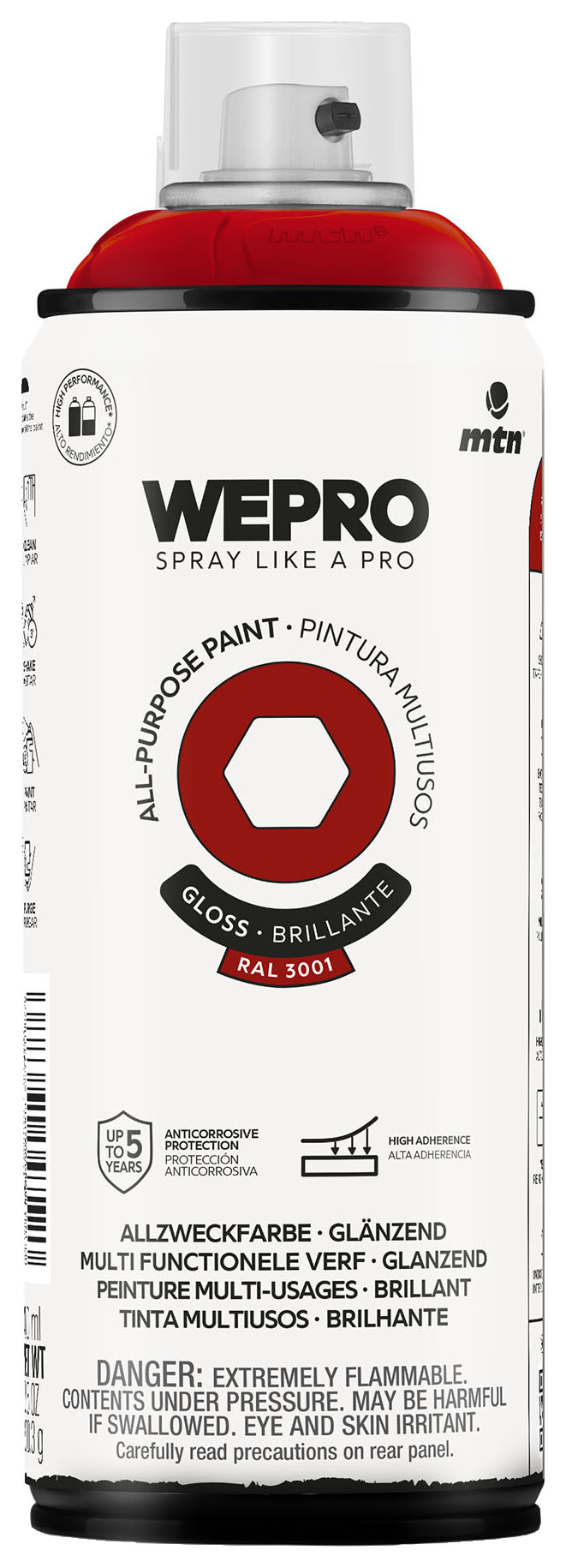 MTN WEPRO All-Purpose Gloss Spray Paint Moscow Red - 400ml RAL3000