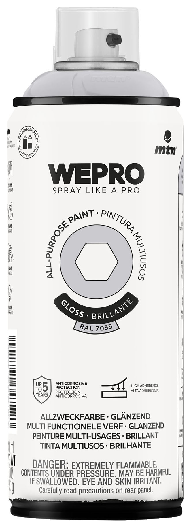 MTN WEPRO All-Purpose Gloss Spray Paint Alaska Grey - 400ml RAL7035