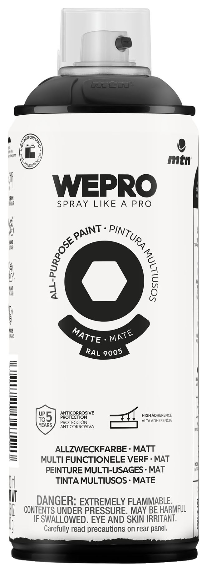 MTN WEPRO All-Purpose Gloss Spray Paint Cosmos Black Matt - 400ml RAL9006