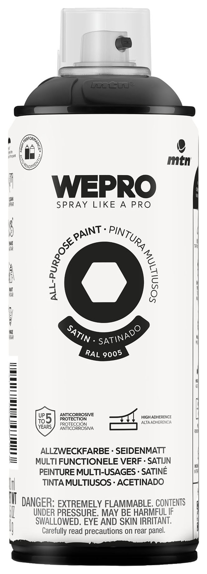 MTN WEPRO All-Purpose Satin Spray Paint Cosmos Black Matt - 400ml RAL9007