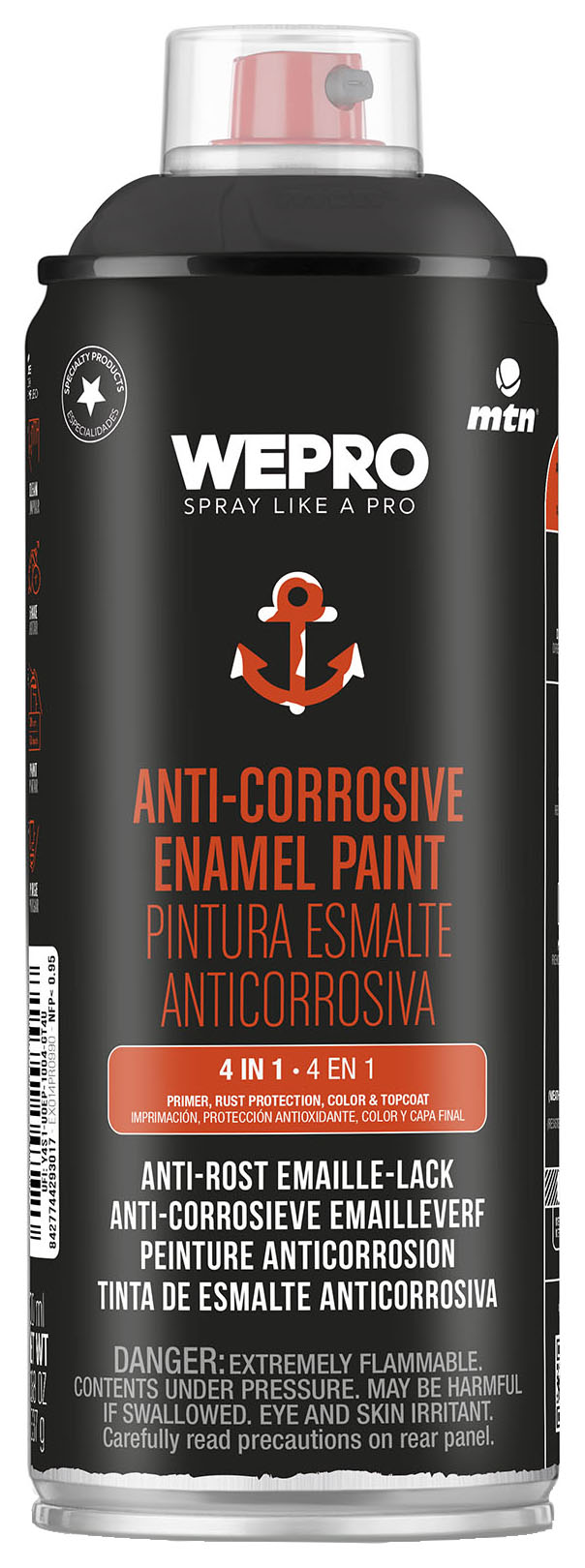 MTN WEPRO Anti-Corrosive Enamel Paint Gloss Spray Paint Anthracite - 400ml RAL7016