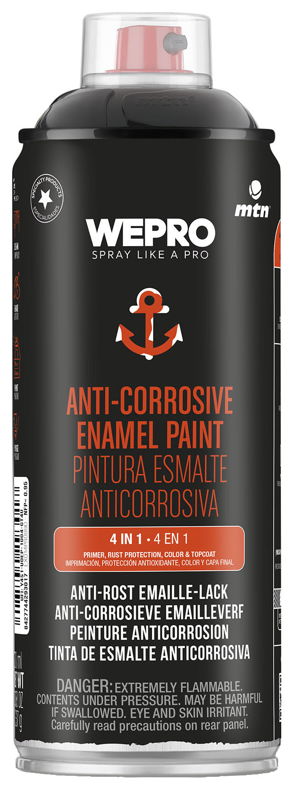 MTN WEPRO Anti-Corrosive Enamel Paint Gloss Spray Paint Black - 400ml RAL9005