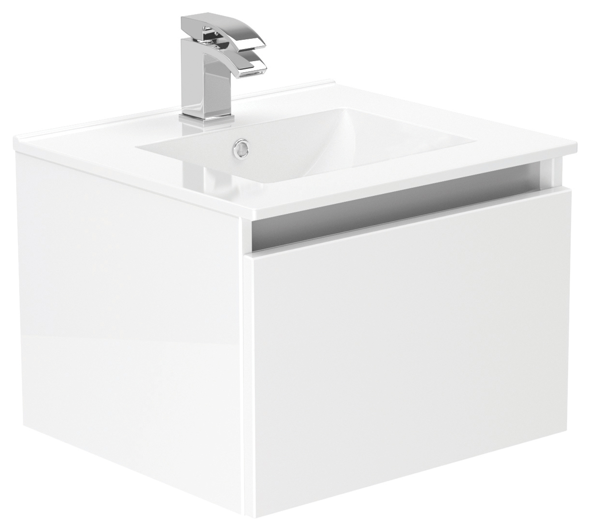 Newland White Basin Unit Single Drawer Suspended - 500mm