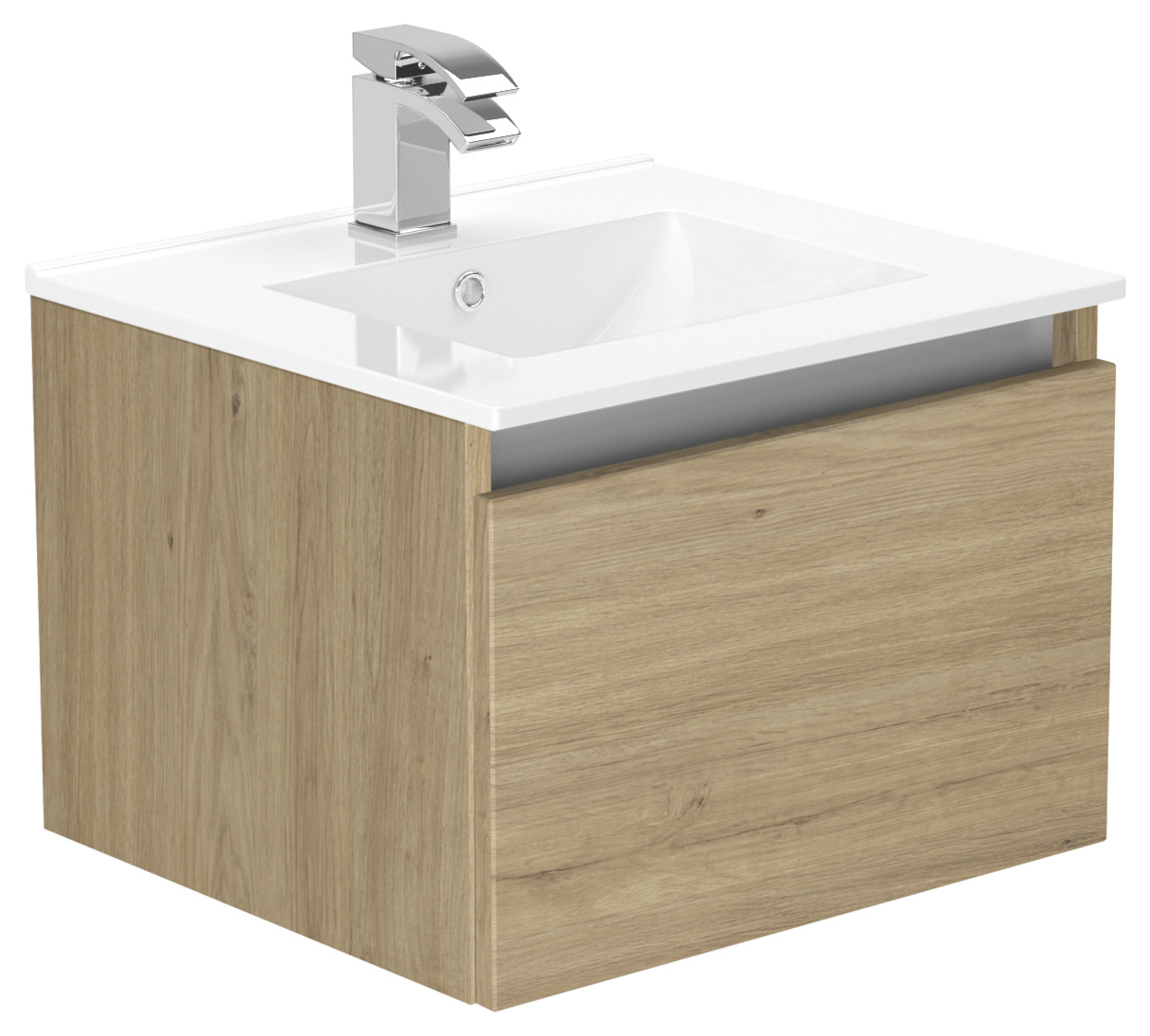 Newland Natural Oak Basin Unit Single Drawer Suspended - 500mm