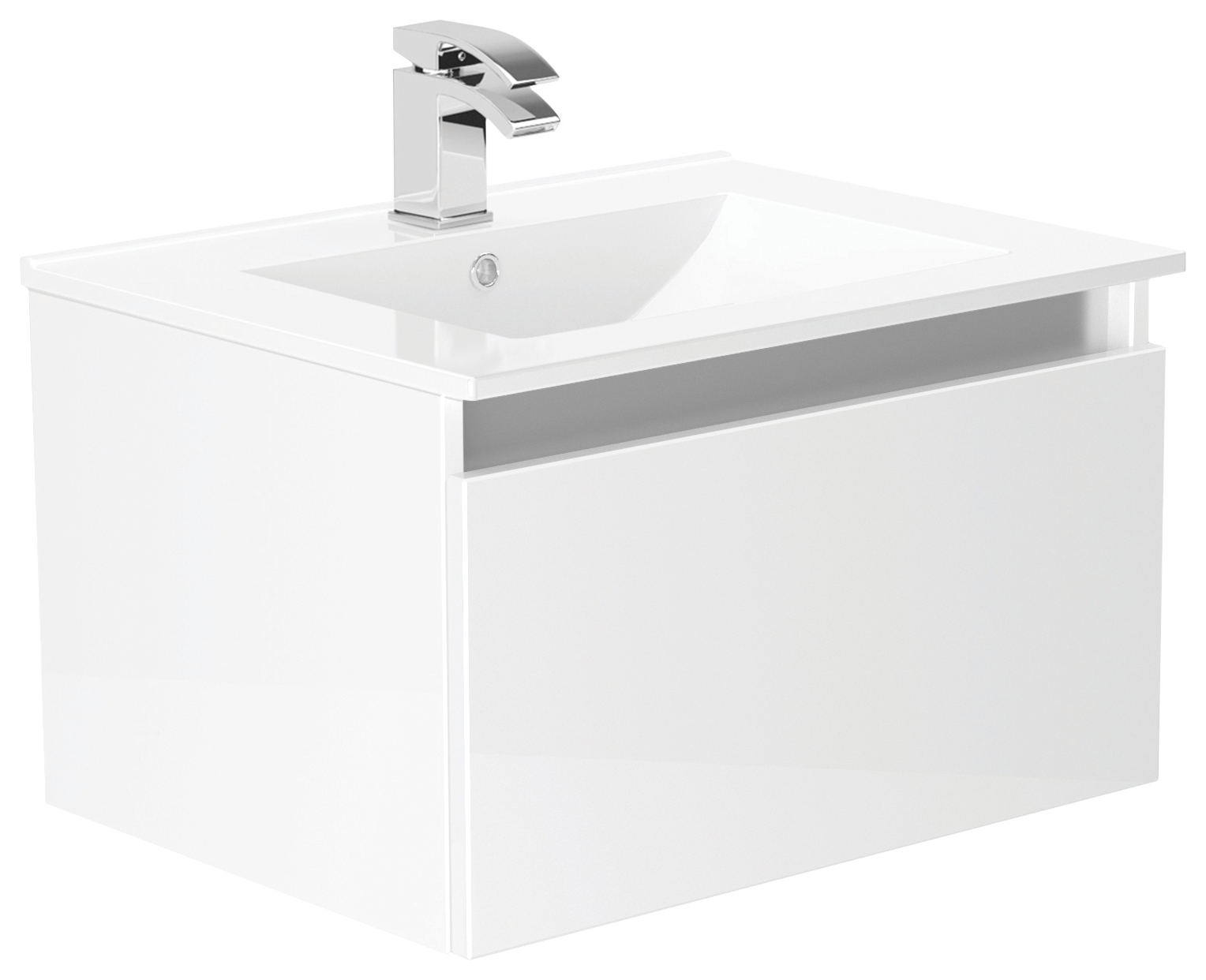 Newland White Basin Unit Single Drawer Suspended - 600mm