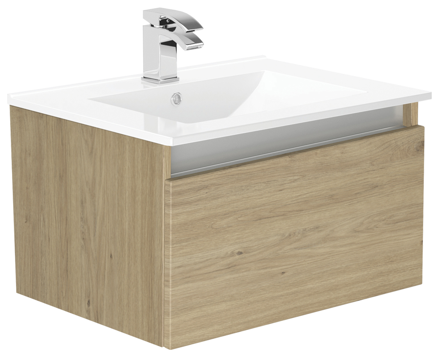 Newland Natural Oak Basin Unit Single Drawer Suspended - 600mm