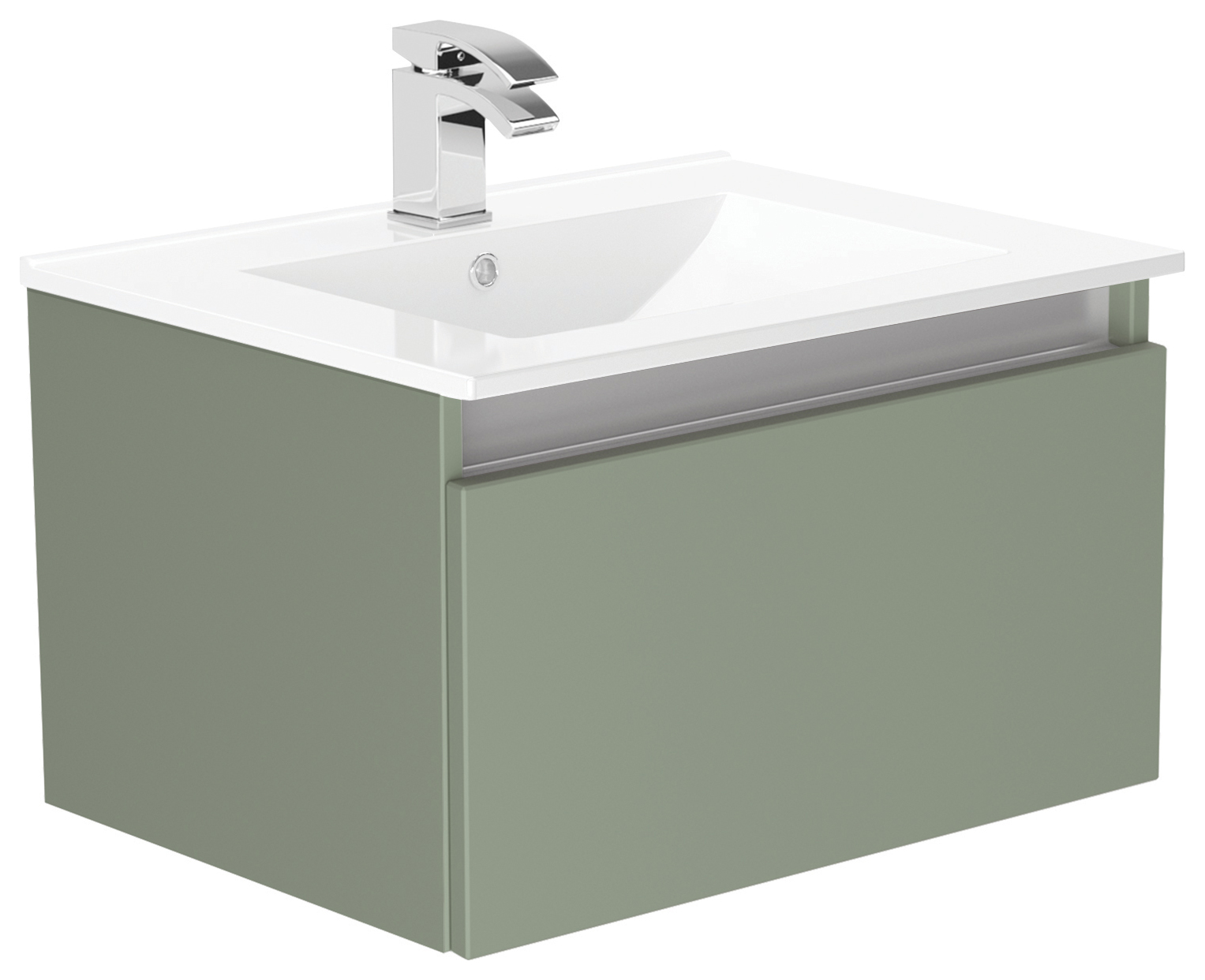 Newland Sage Green Basin Unit Single Drawer Suspended - 600mm