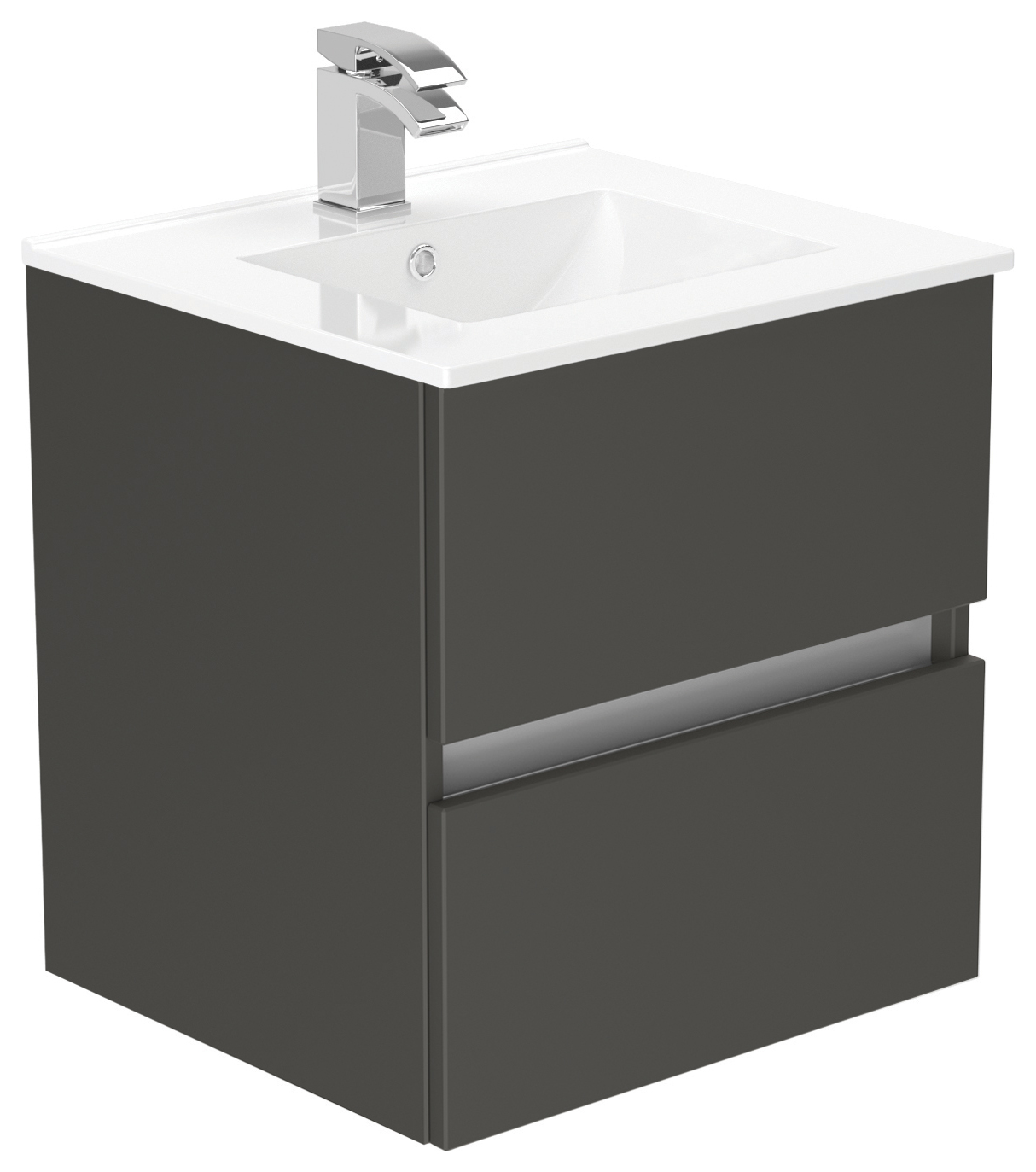 Newland Midnight Mist Basin Suspended Double Drawer Unit - 500mm
