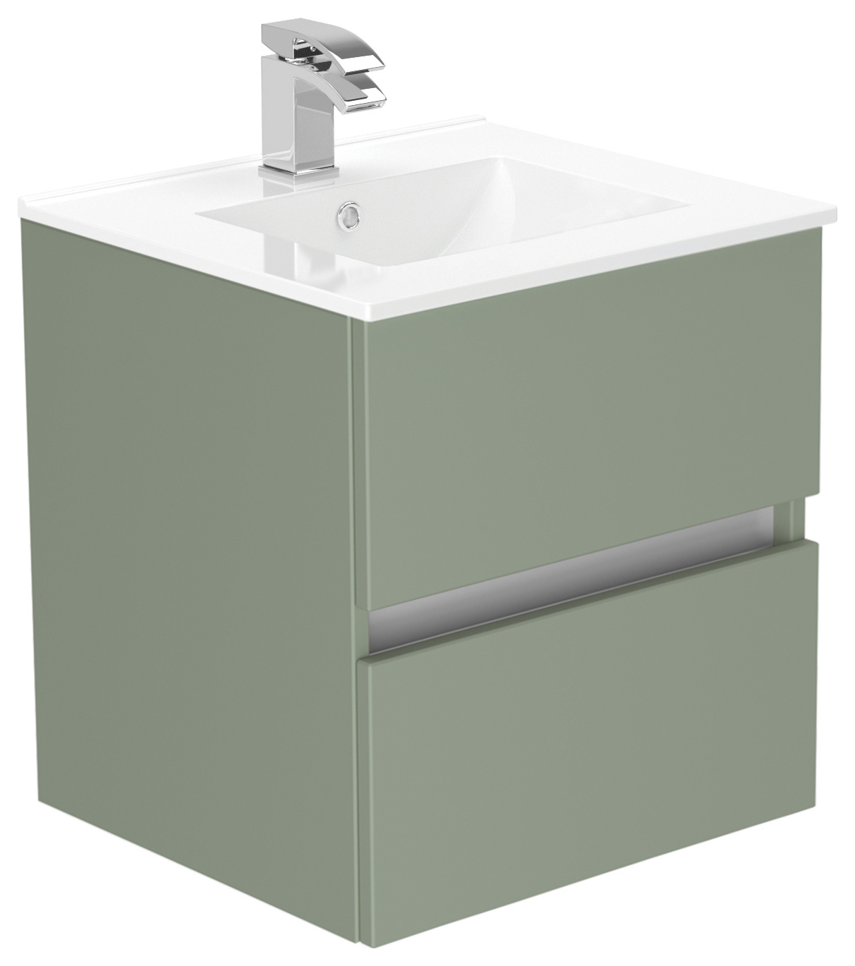 Newland Sage Green Basin Suspended Double Drawer Unit - 500mm