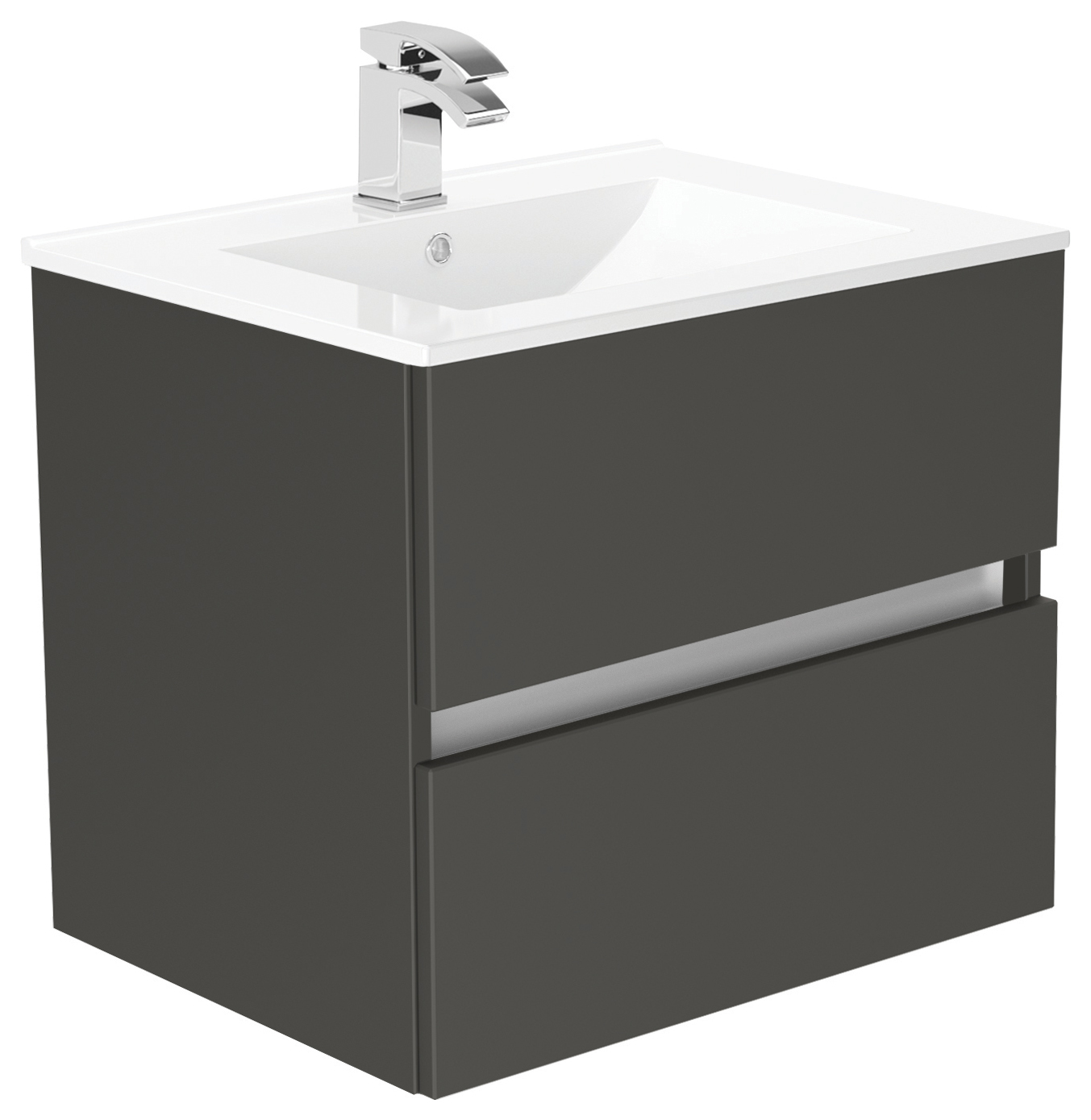 Newland Midnight Mist Basin Suspended Double Drawer Unit - 600mm