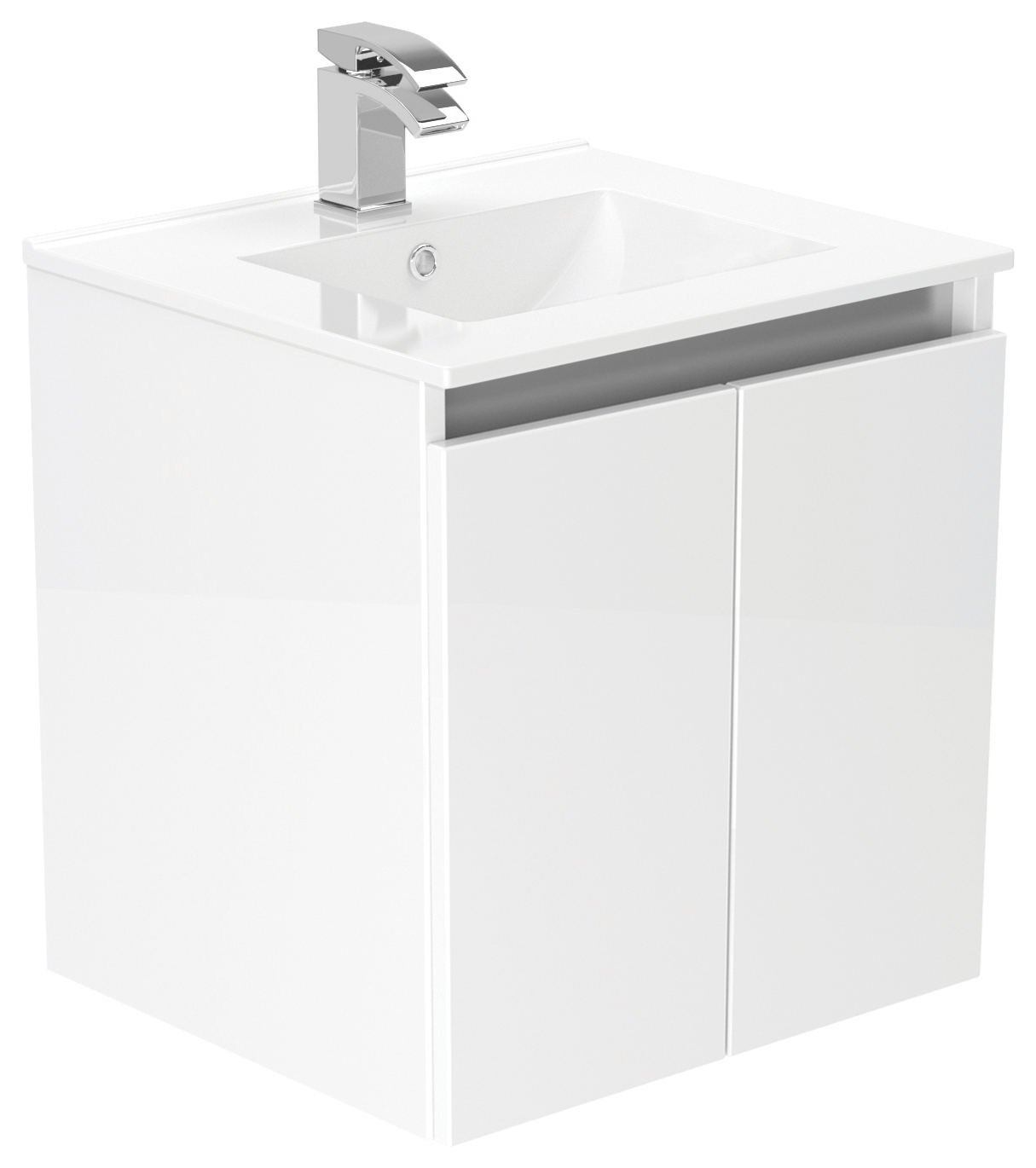 Newland White Basin Suspended Double Door Unit - 500mm