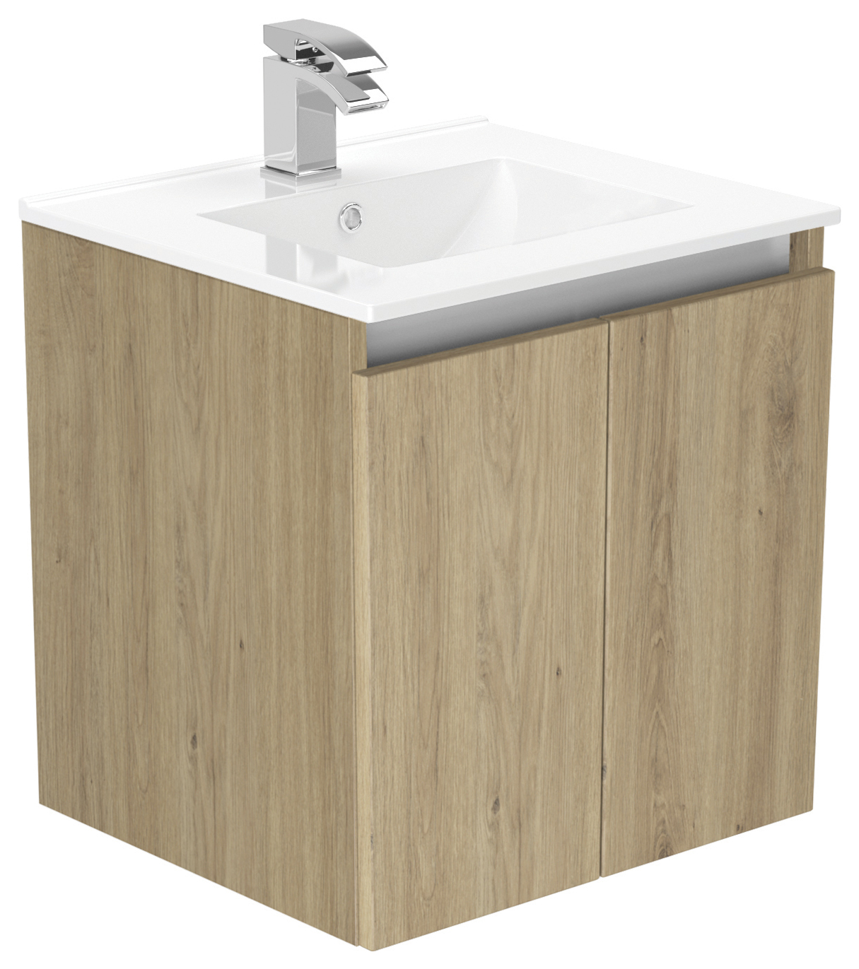 Newland Natural Oak Basin Suspended Double Door Unit - 500mm