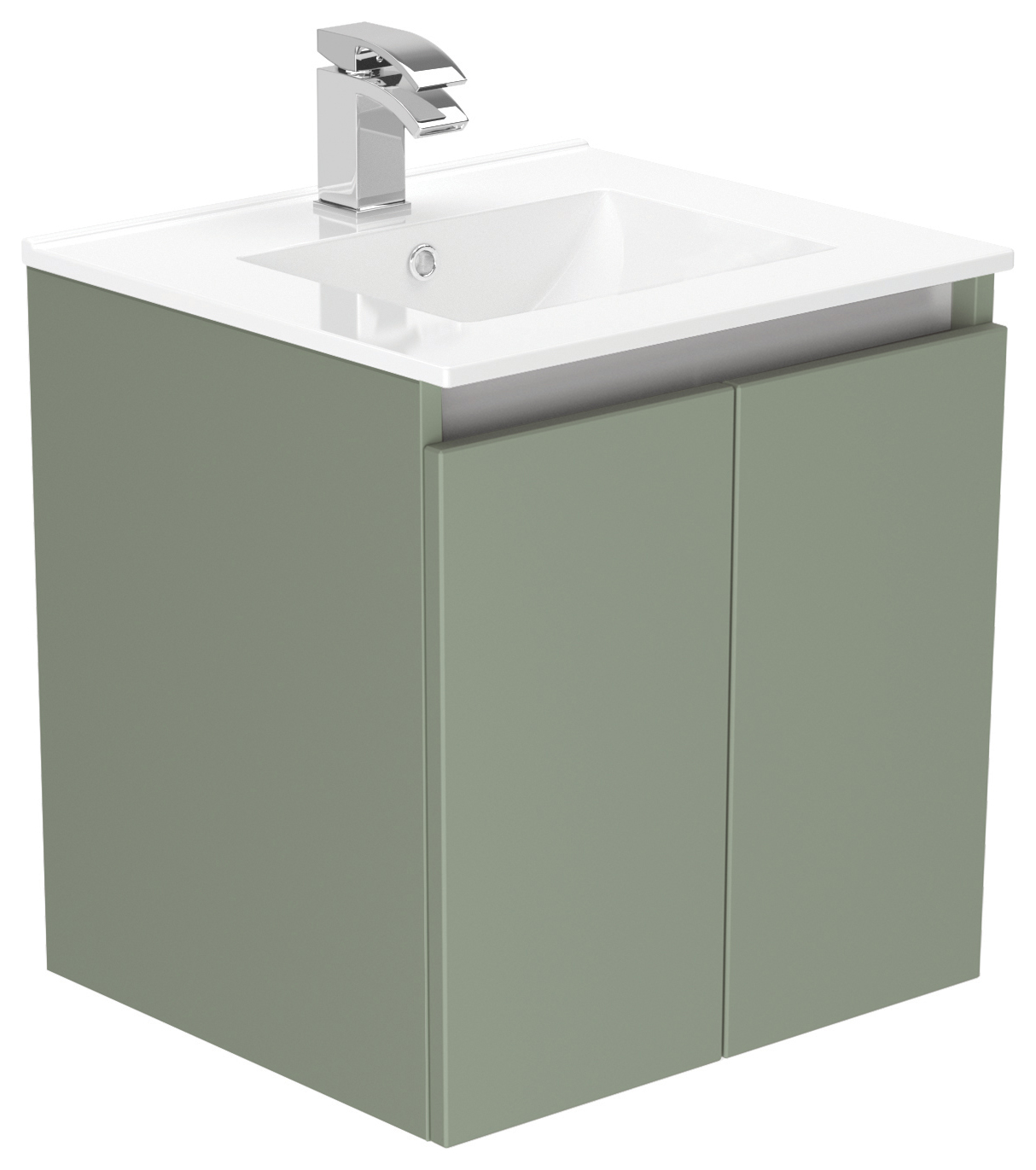 Newland Sage Green Basin Suspended Double Door Unit - 500mm