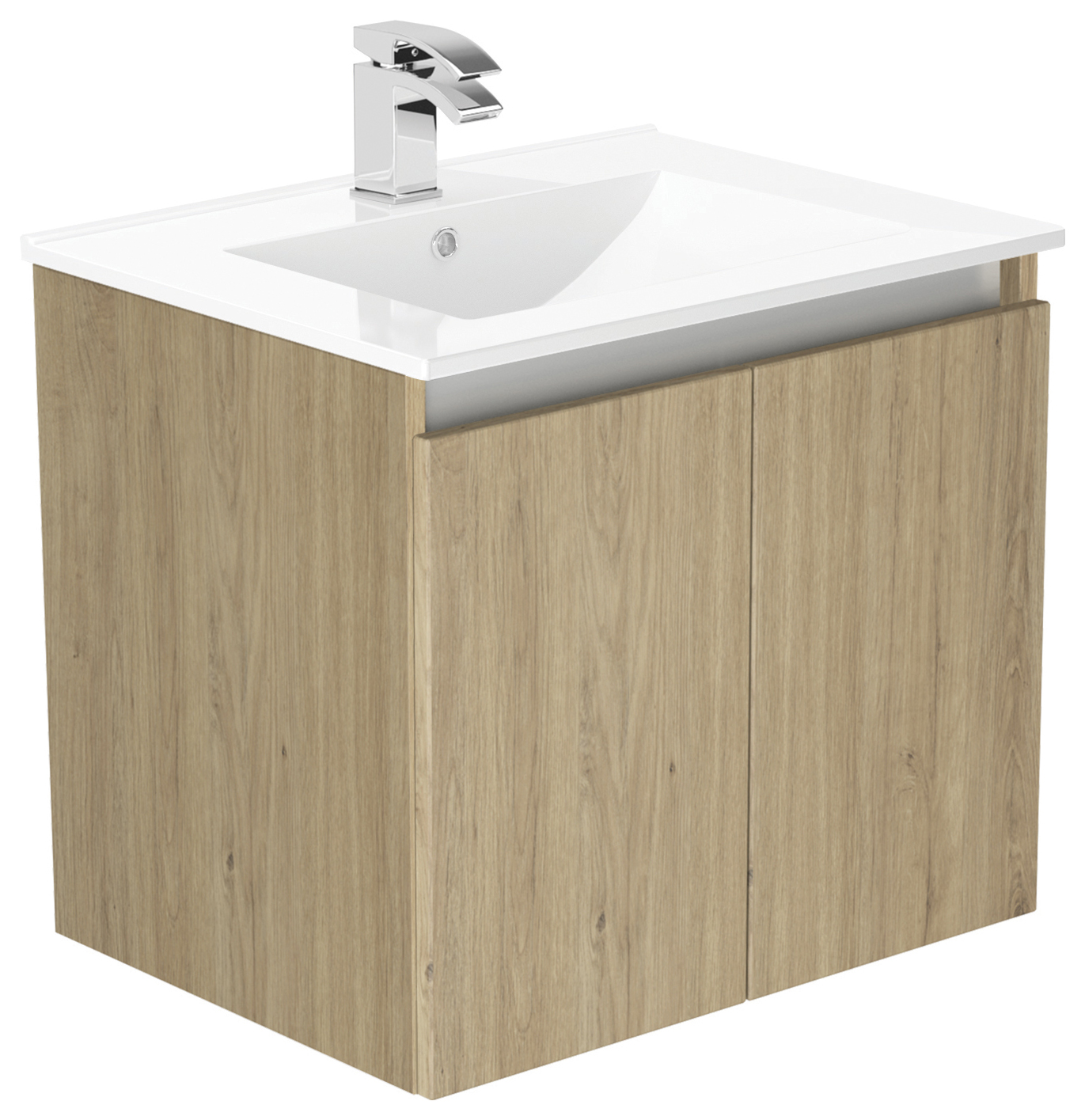 Newland Natural Oak Basin Suspended Double Door Unit - 600mm