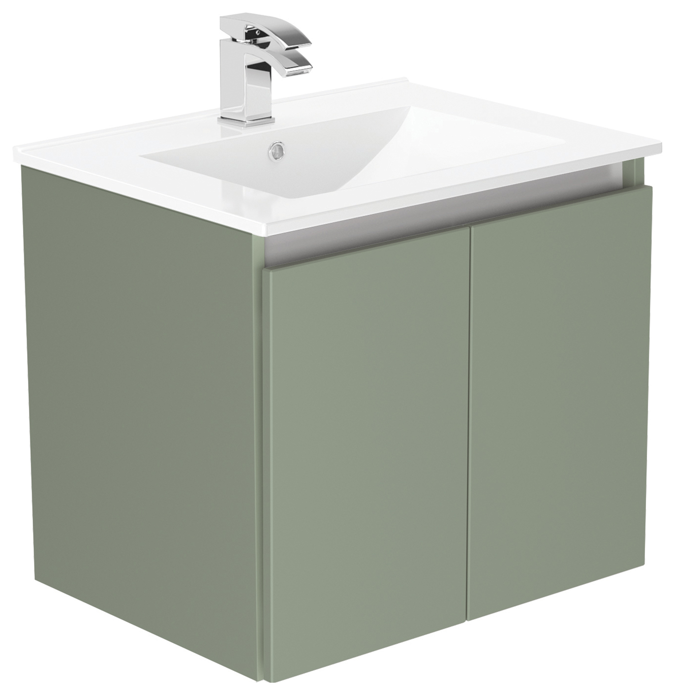 Newland Sage Green Basin Suspended Double Door Unit - 600mm