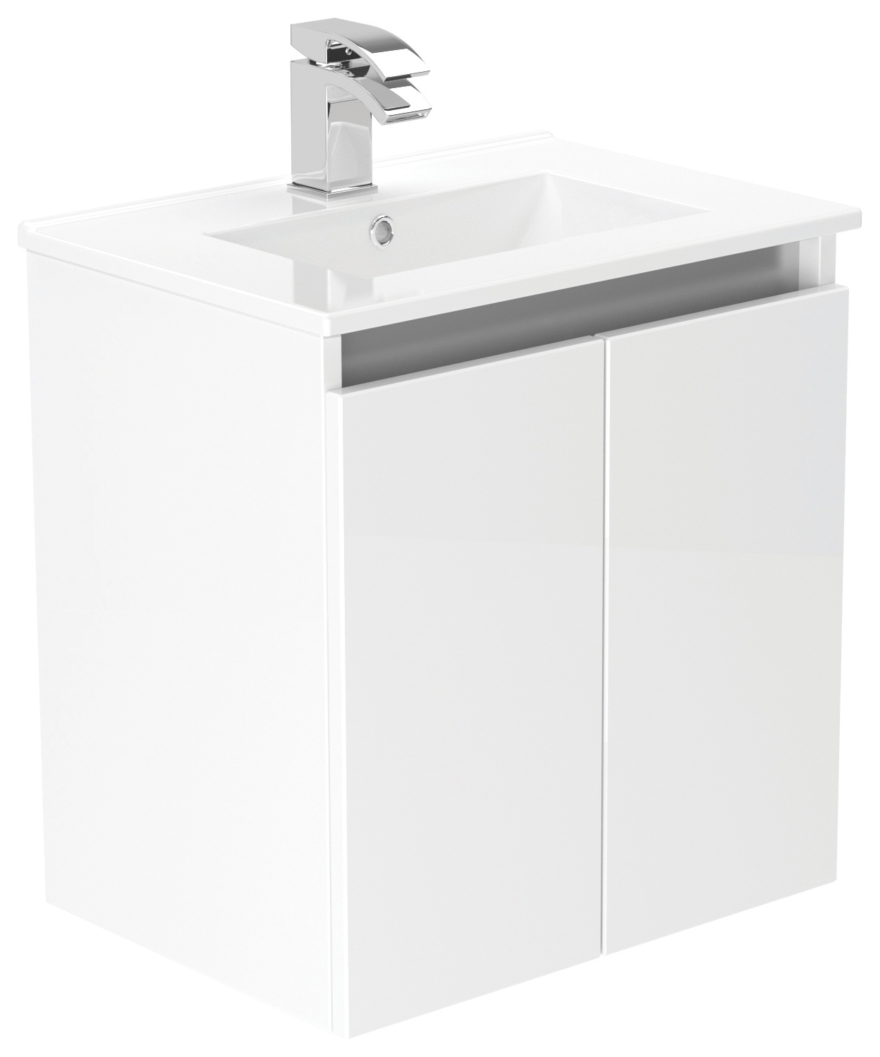 Newland White Slimline Basin Suspended Double Door Unit - 500mm