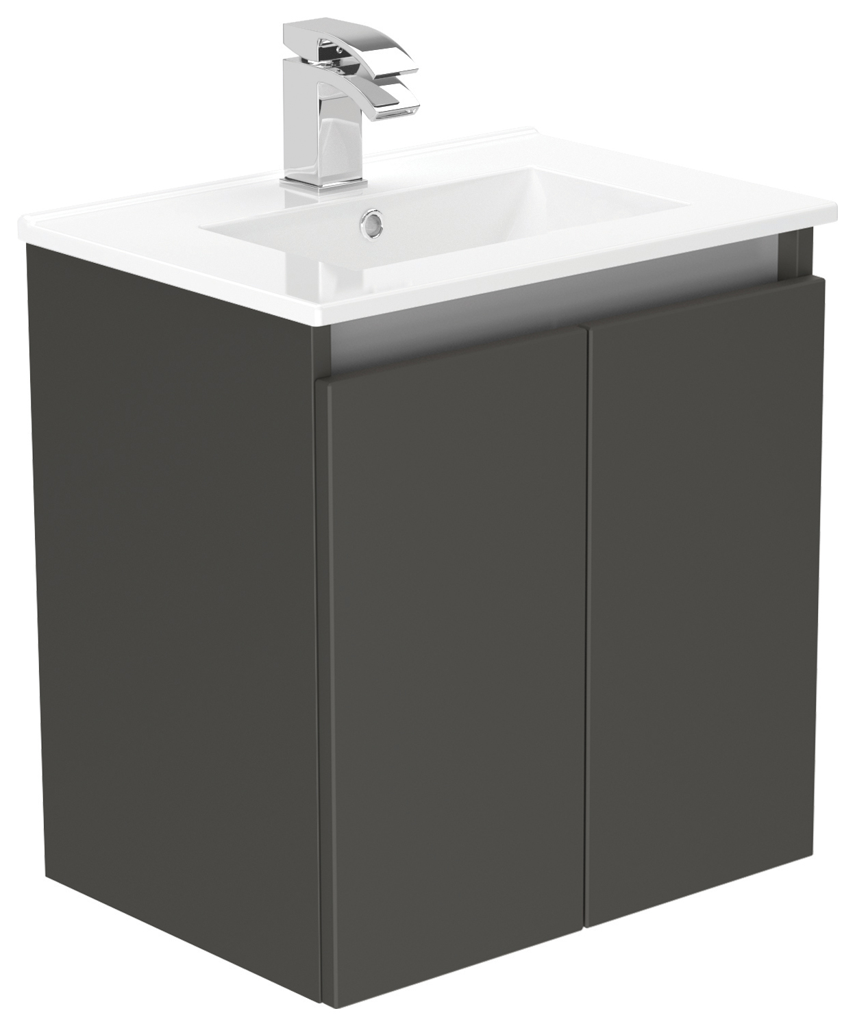 Newland Midnight Mist Slimline Basin Suspended Double Door Unit - 500mm