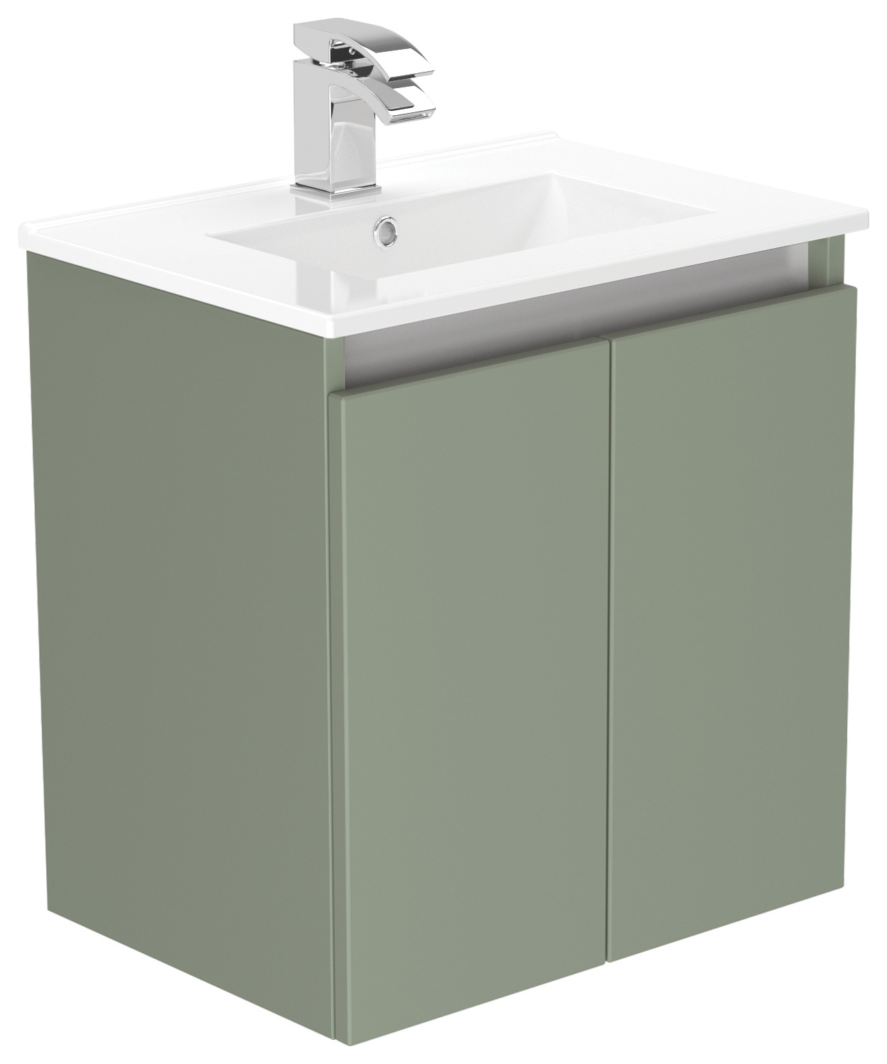 Newland Sage Green Slimline Basin Suspended Double Door Unit - 500mm