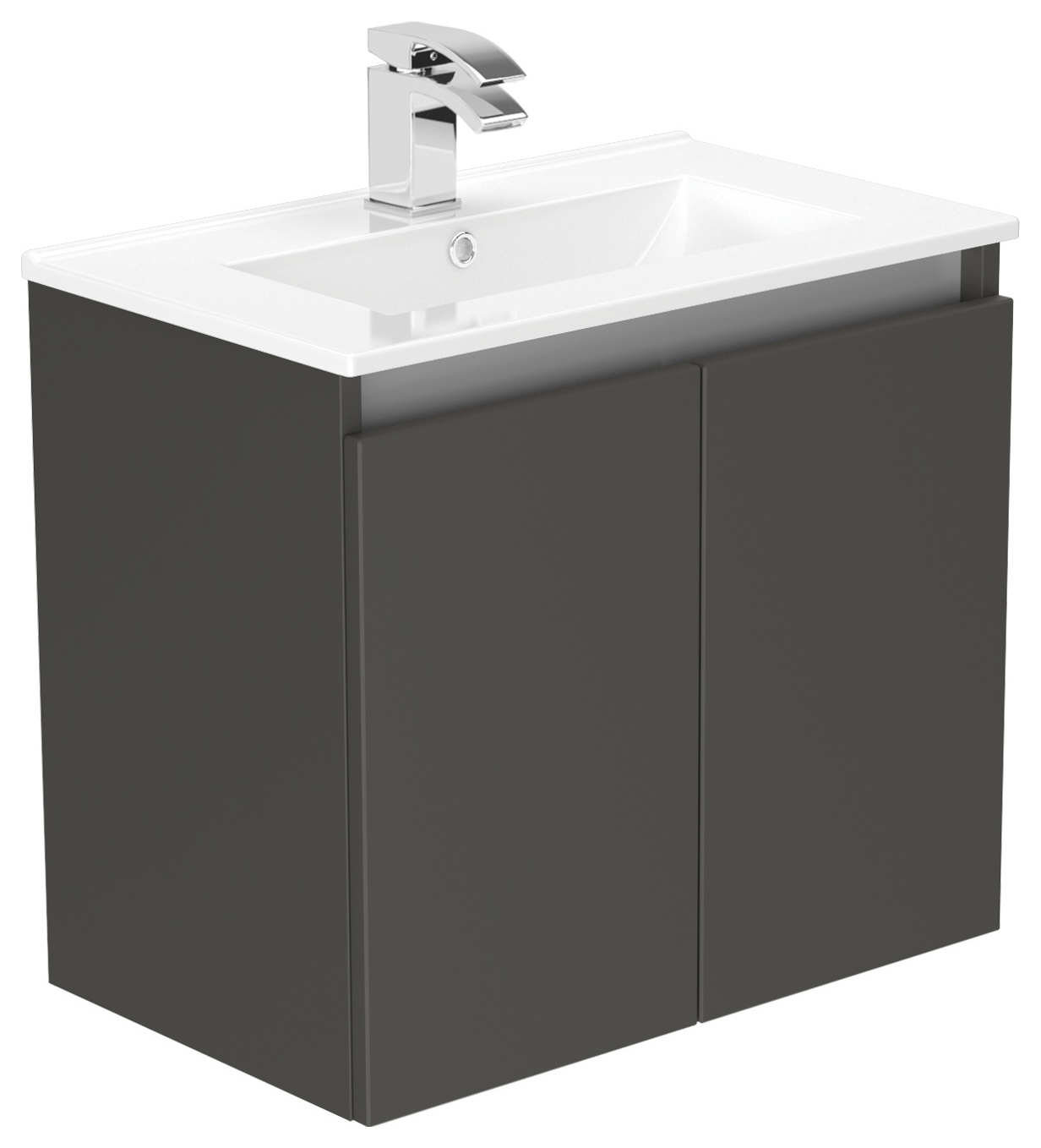 Newland Midnight Mist Slimline Basin Suspended Double Door Unit - 600mm