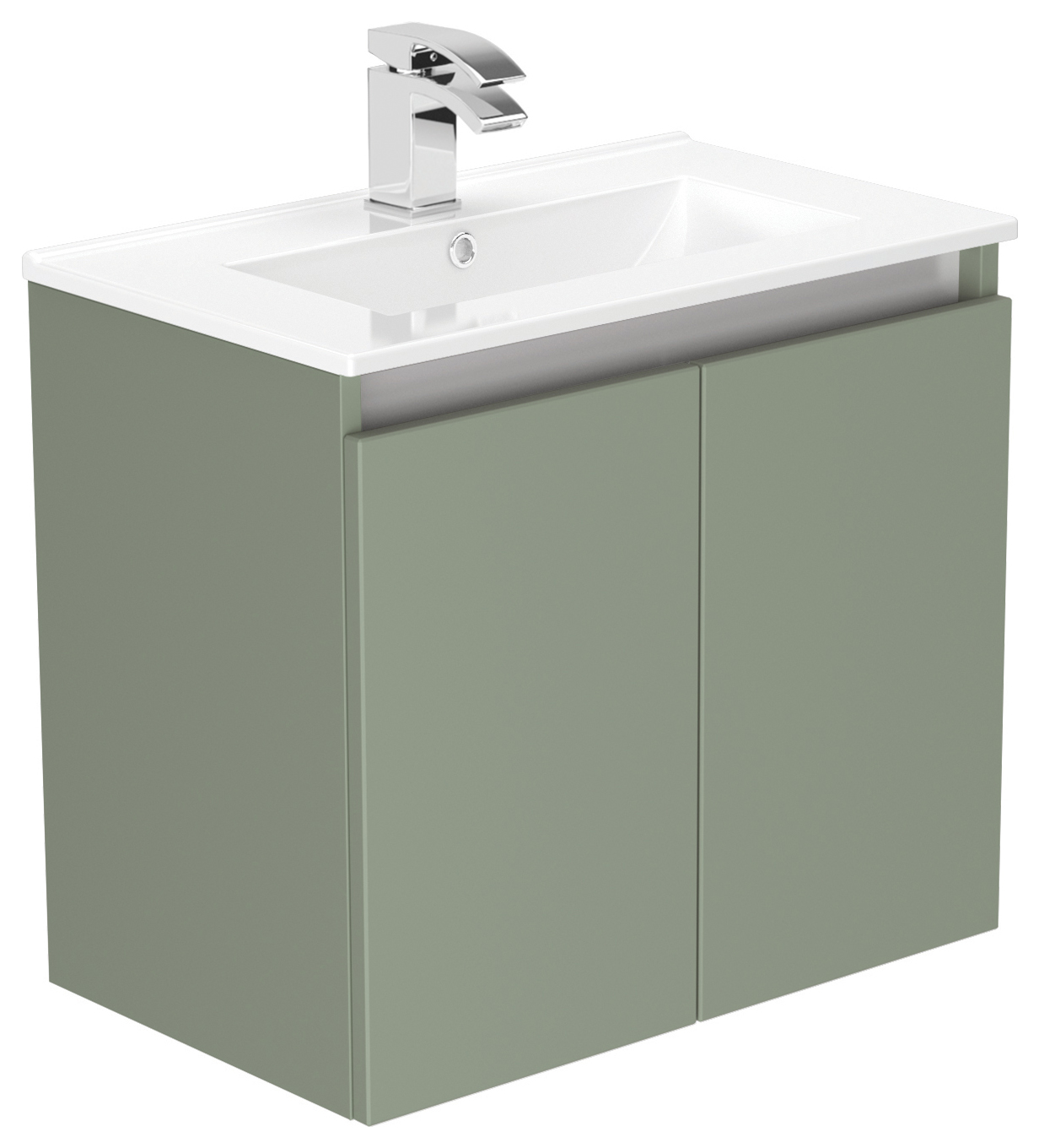 Newland Sage Green Slimline Basin Suspended Double Door Unit - 600mm