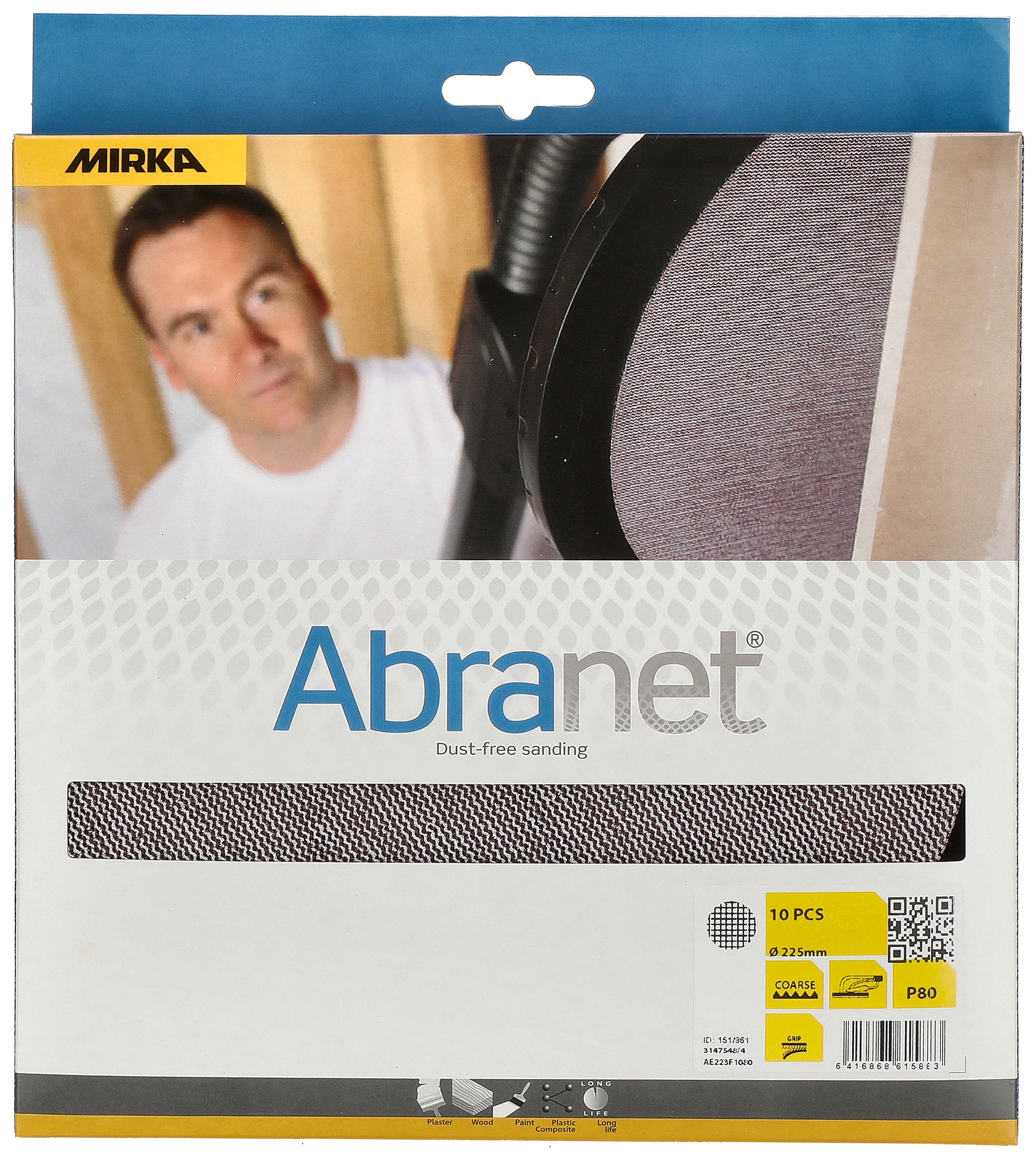 Mirka Abranet 225mm Grip P80 Sanding Sheets - Pack of 10