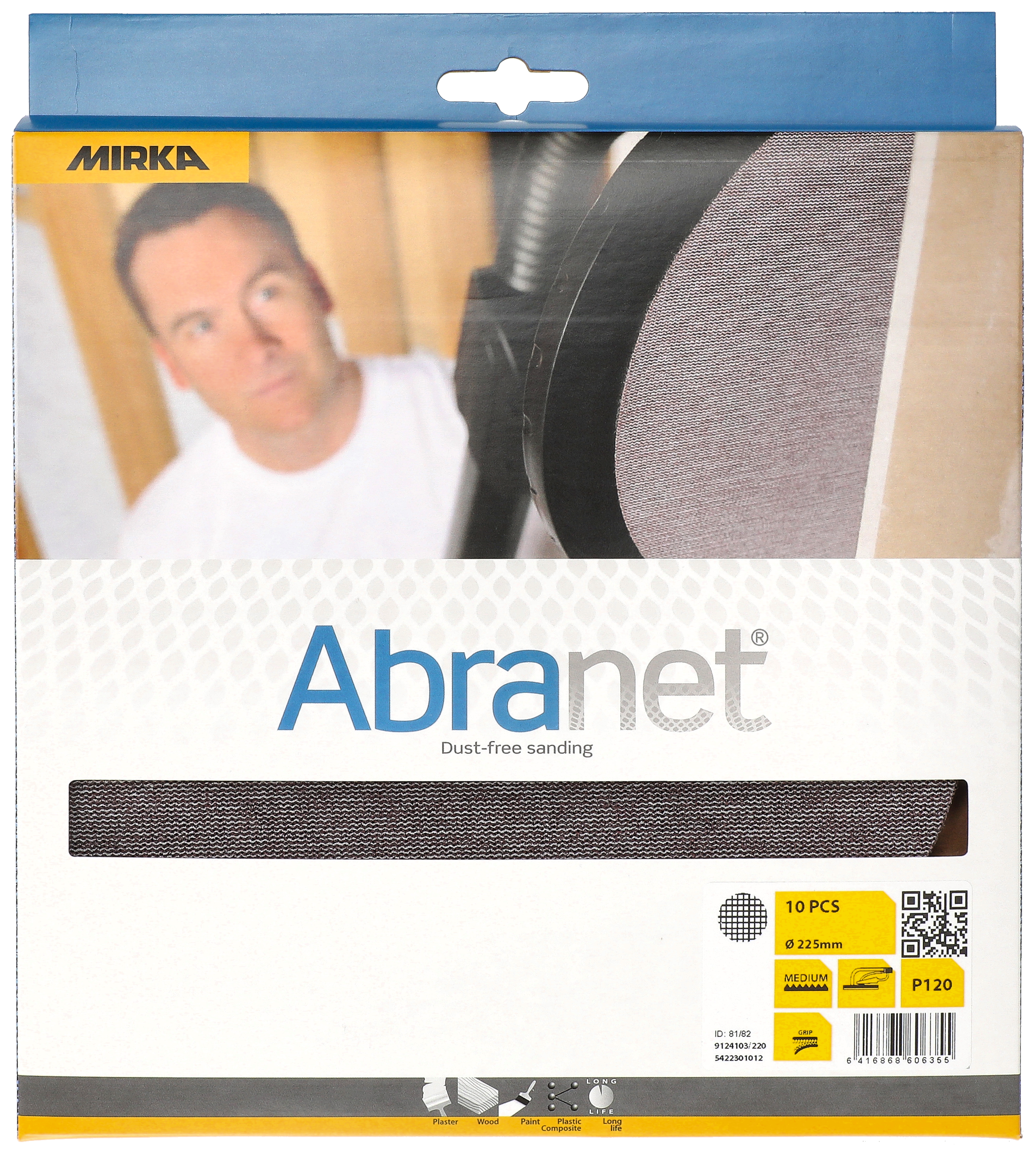 Mirka Abranet 225mm Grip P120 Sanding Sheets - Pack of 10