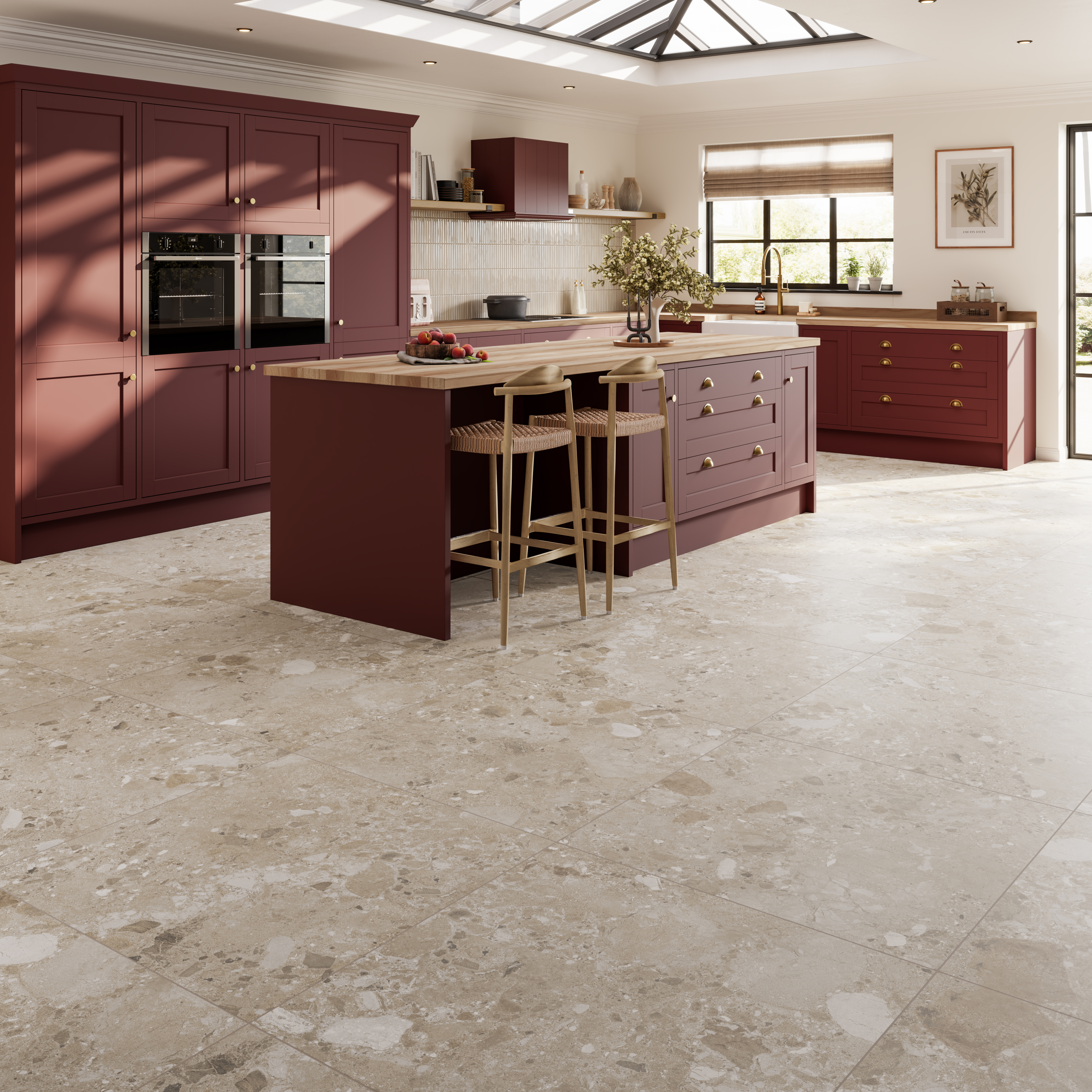 Wickes Boutique Ayda Terrazzo Beige Matt Porcelain Wall & Floor Tile - 900 x 900mm