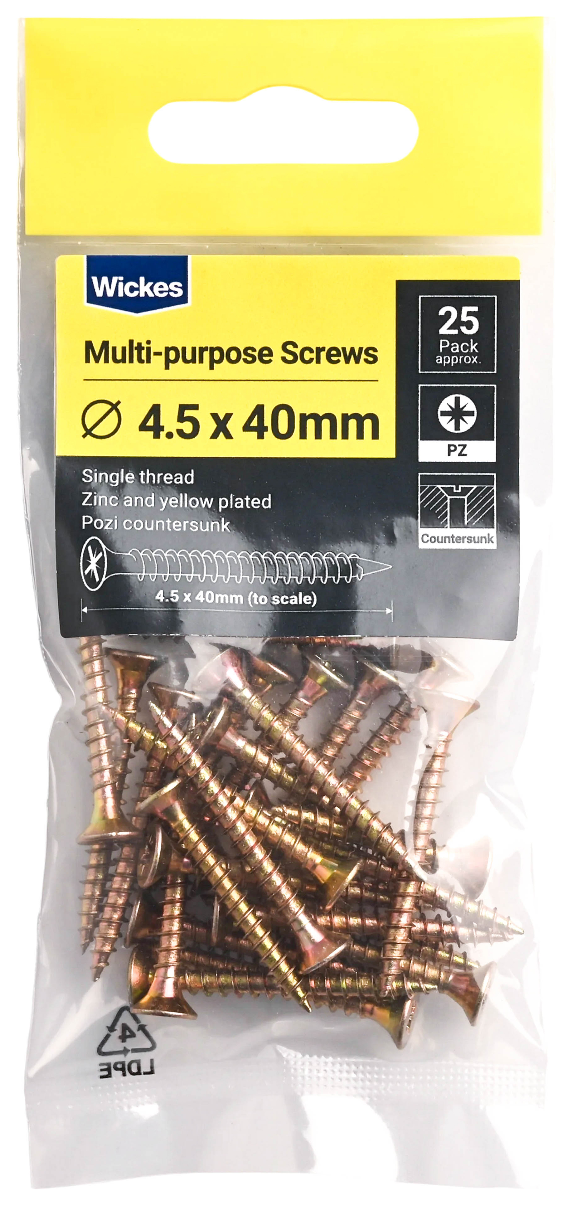 Wickes Single Thread Zinc & Yellow - 4.5