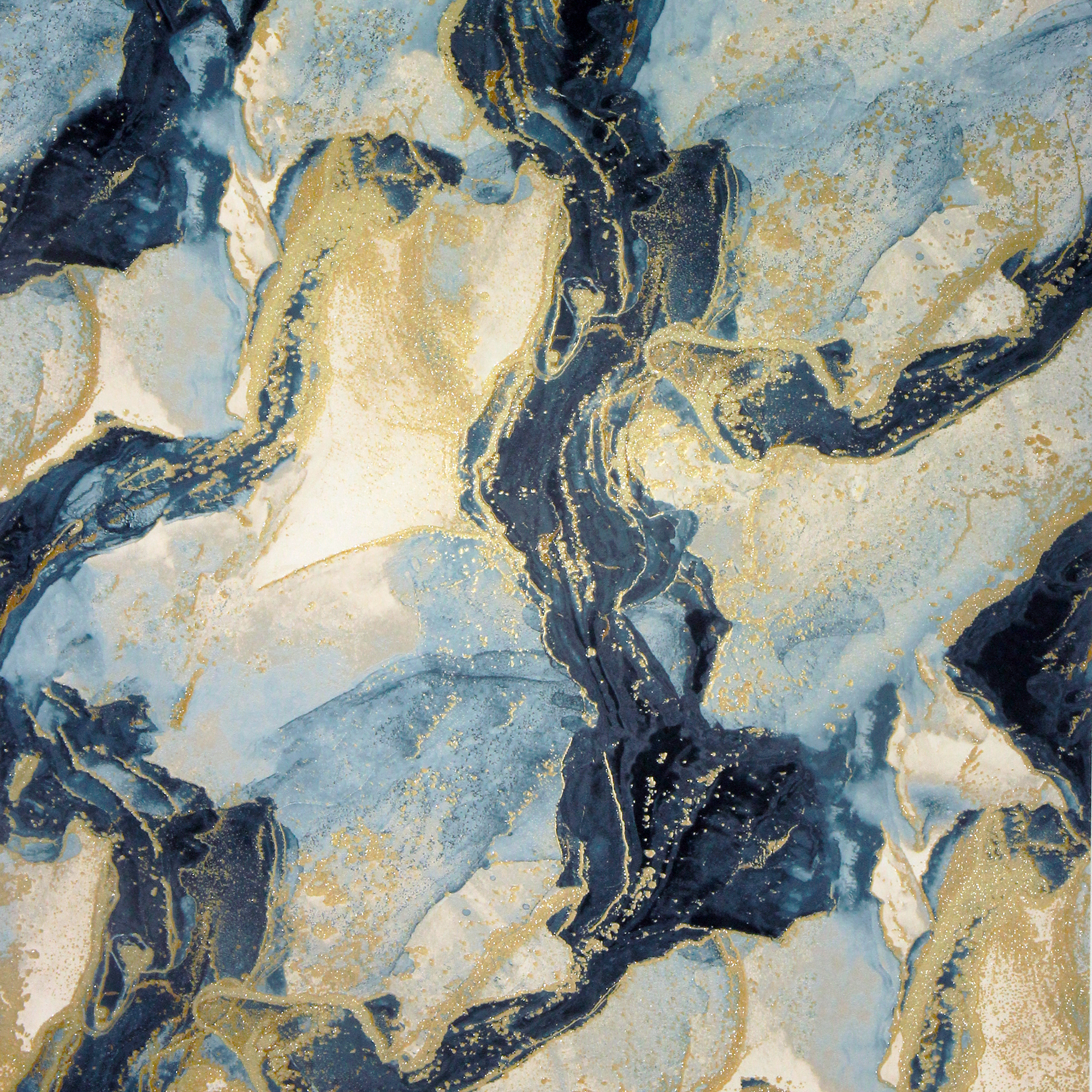 Arthouse Abstract Marble Teal/Gold Wallpaper - 10.05m x 53cm