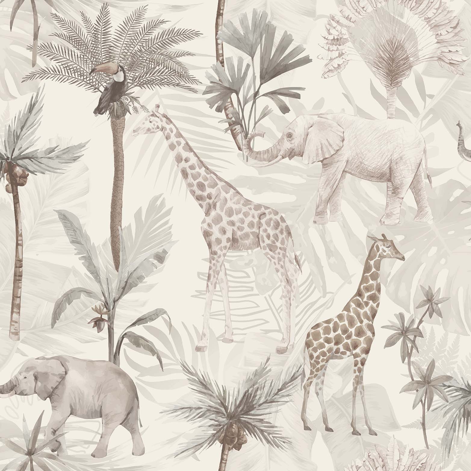 Arthouse Serengeti Animals Neutral Wallpaper - 10.05m x 53cm