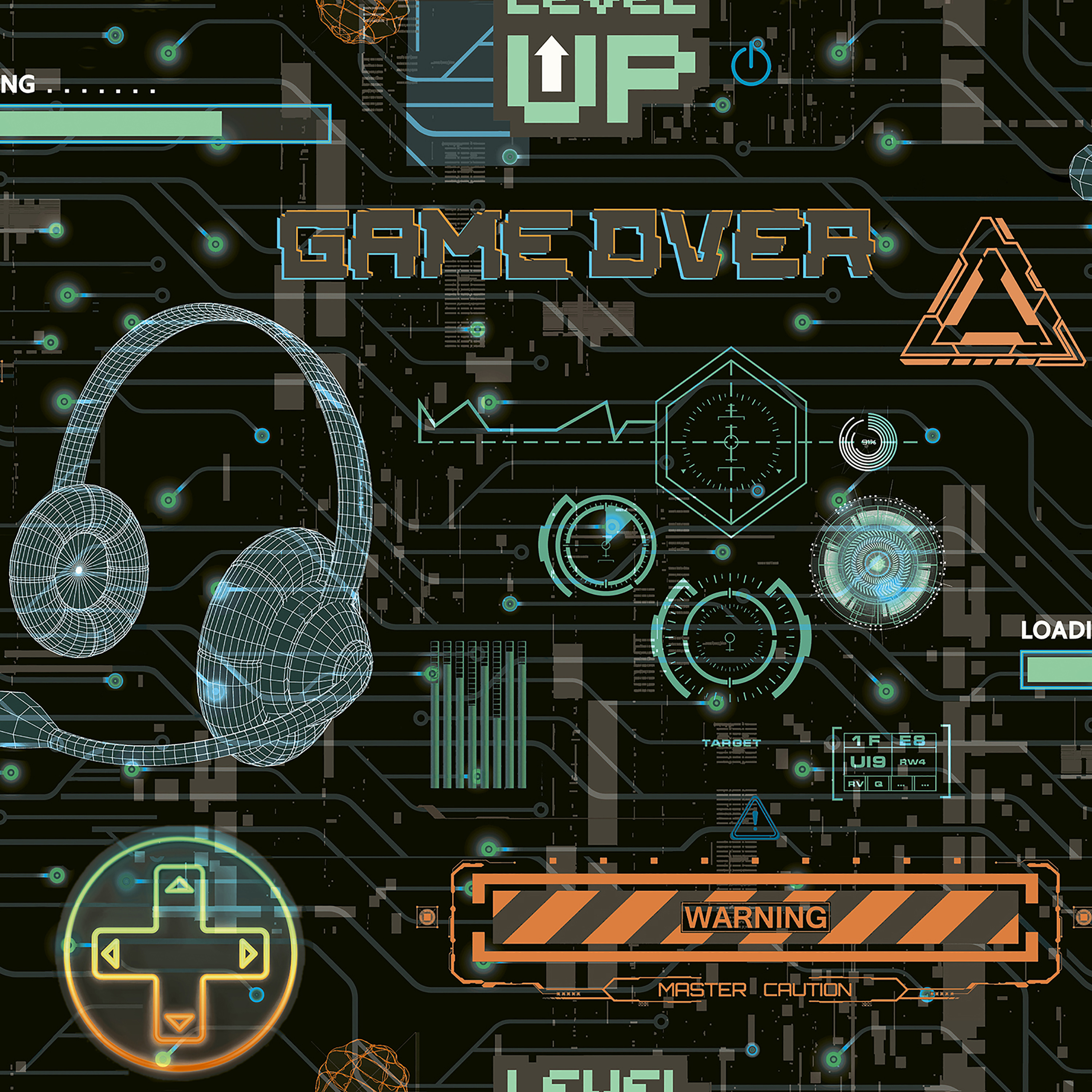 Arthouse Gamer Multicolured Wallpaper - 10.05m x 53cm