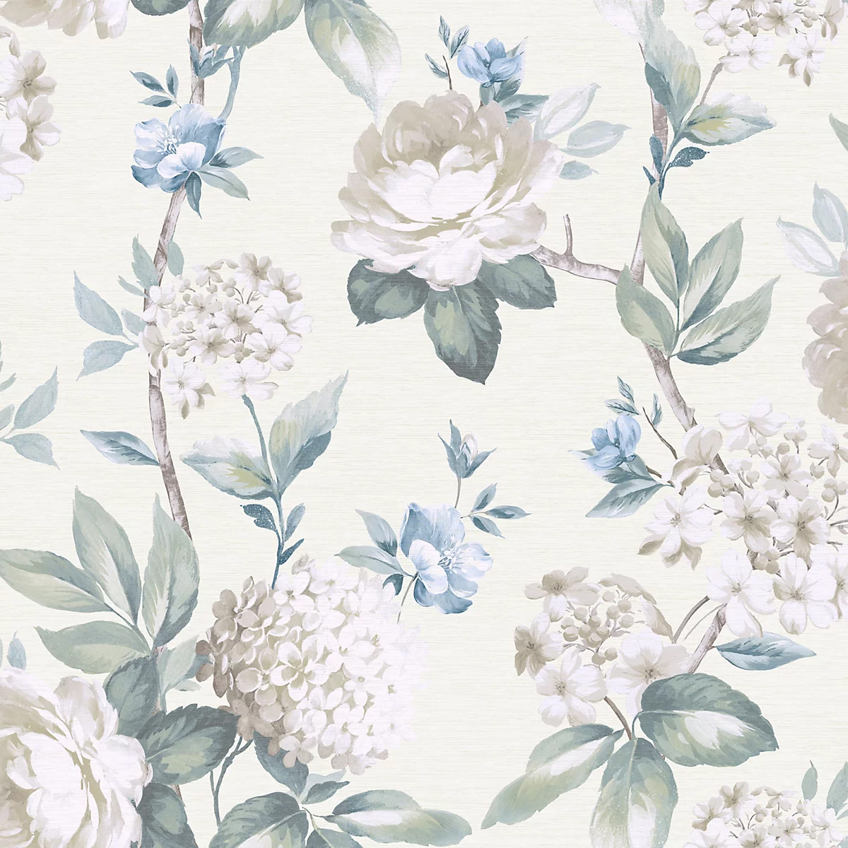 Arthouse Keeka Floral Blue Cream Wallpaper - 10.05m x 53cm