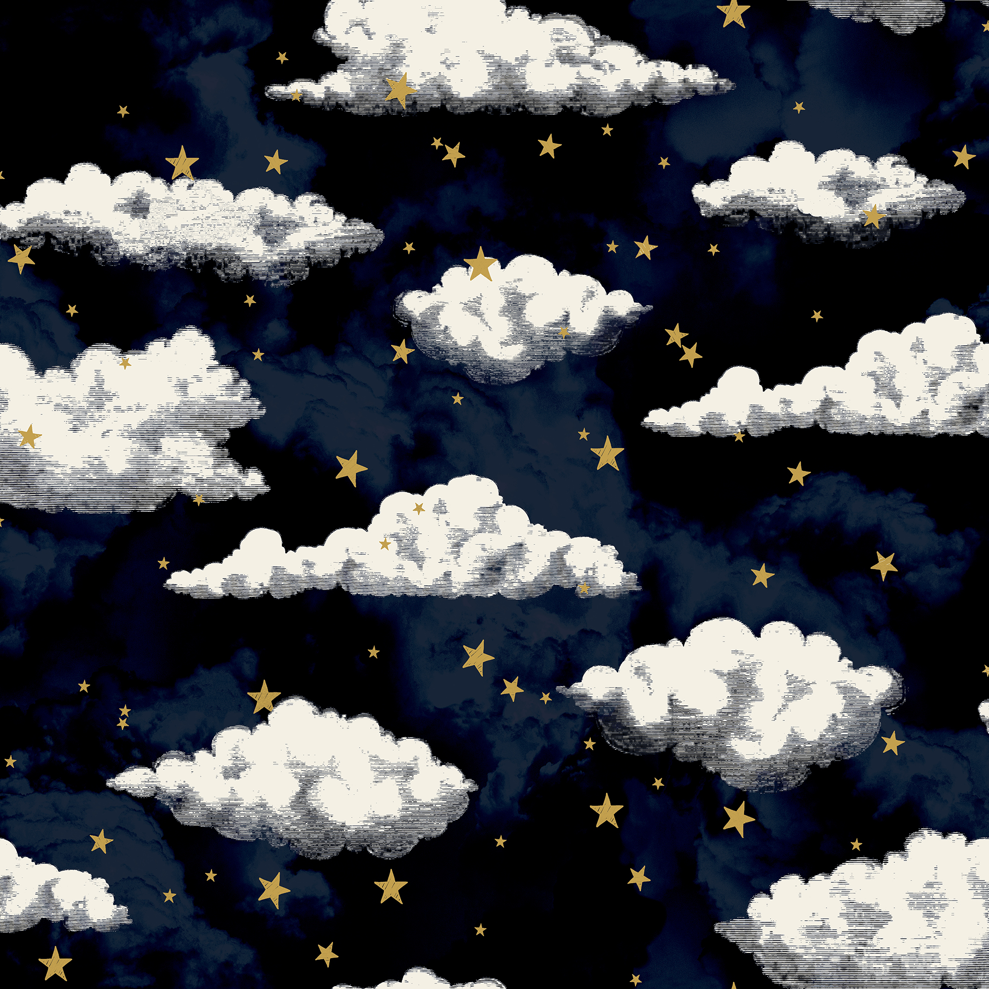 Arthouse Stars And Clouds Navy Wallpaper - 10.05m x 53cm